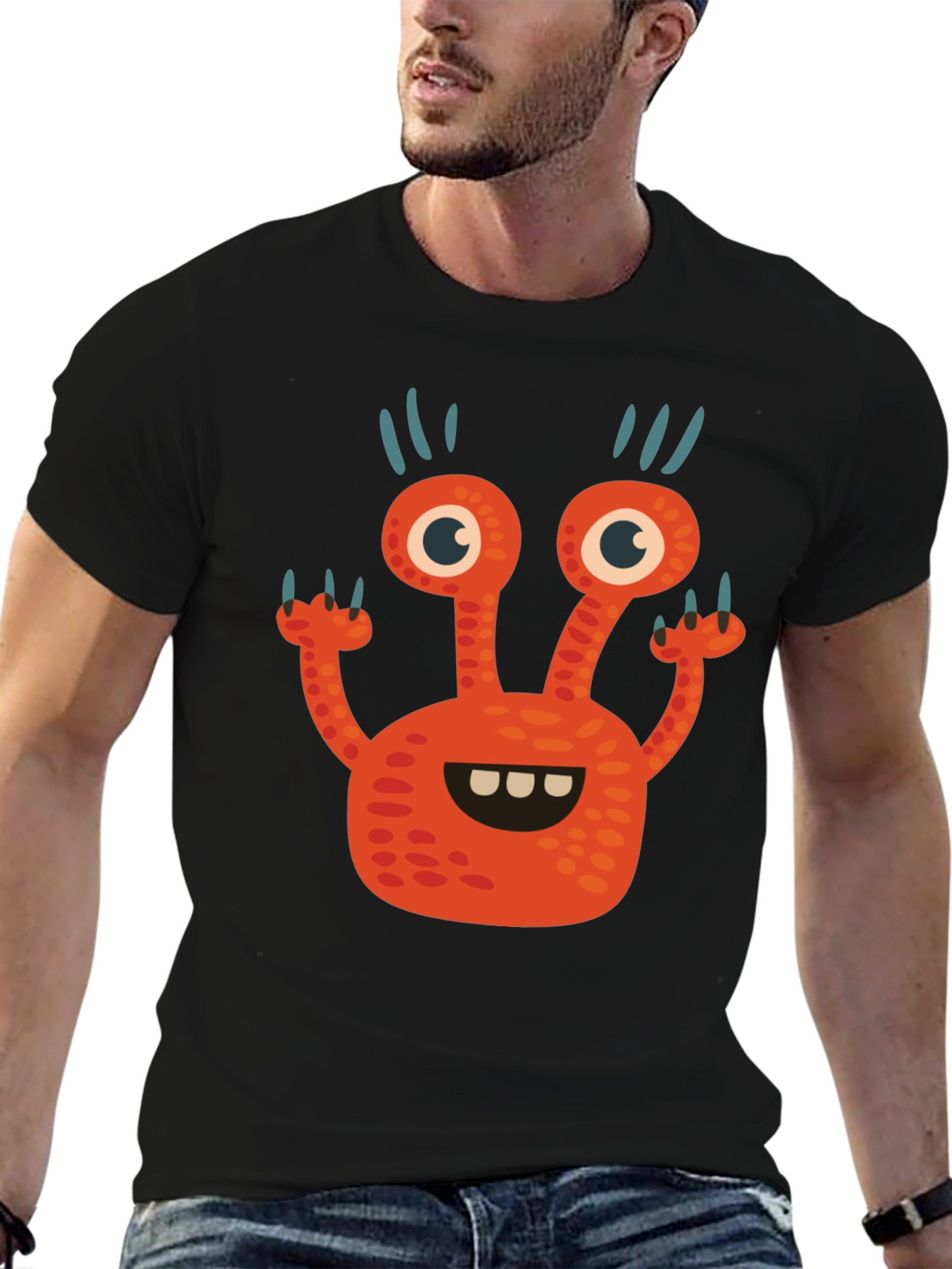 Monster Graphic Tee - Fun Black T-Shirt