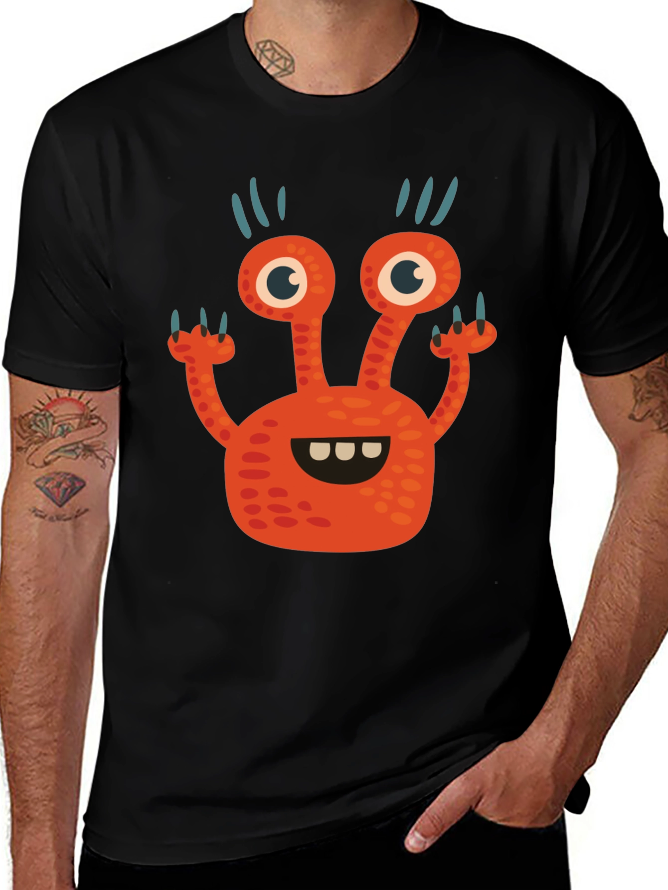 Monster Graphic Tee - Fun Black T-Shirt