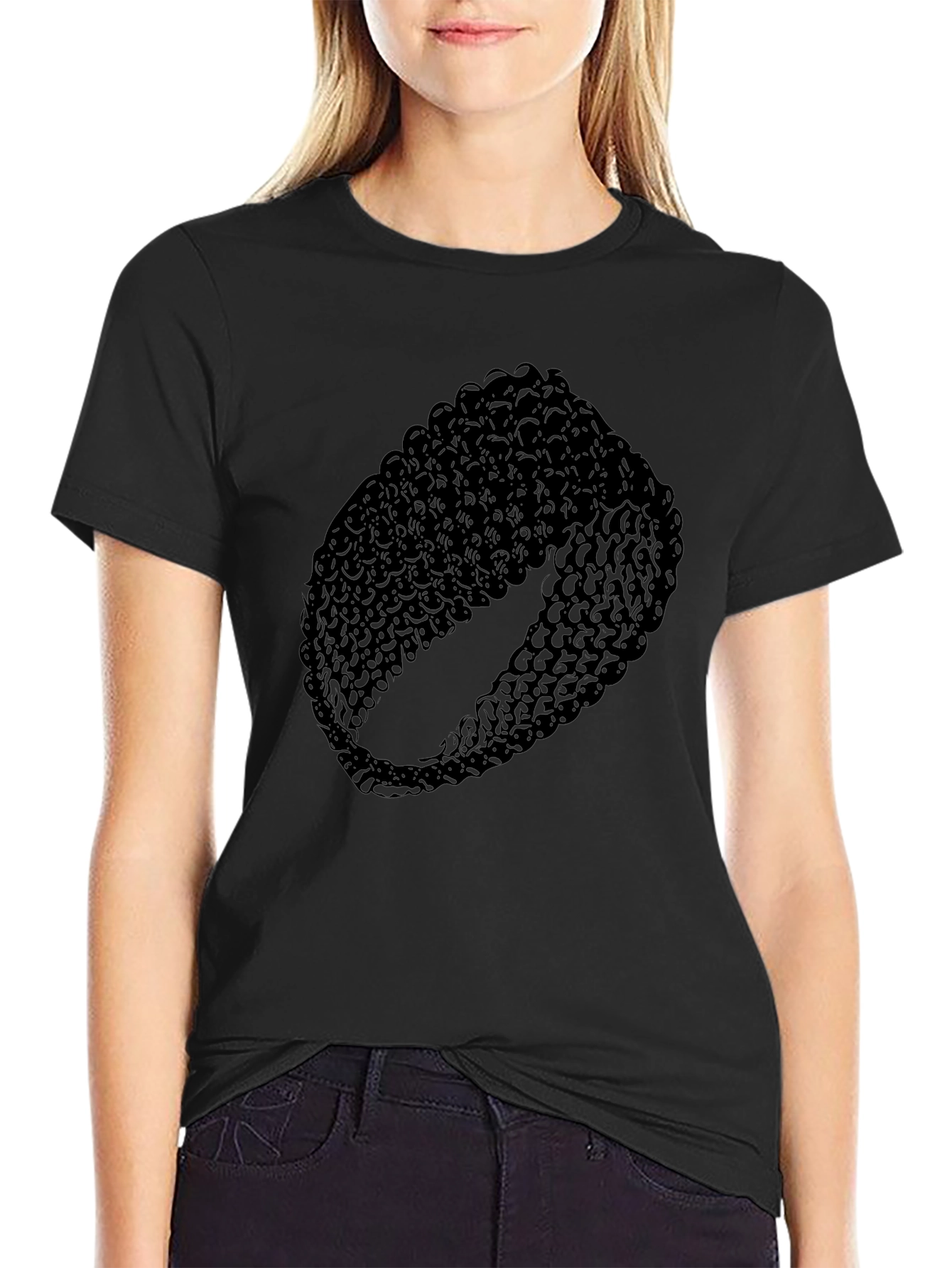 Mens Black T-Shirt with Abstract Ring Design