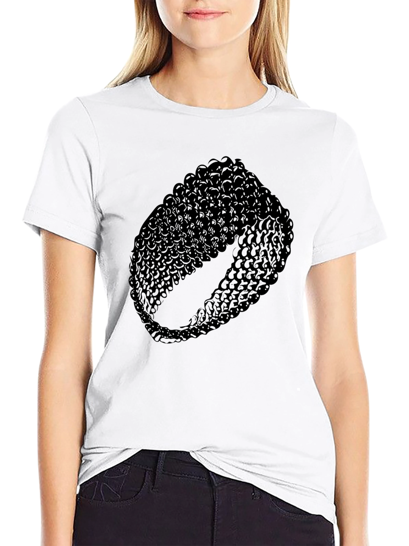 Mens Black T-Shirt with Abstract Ring Design