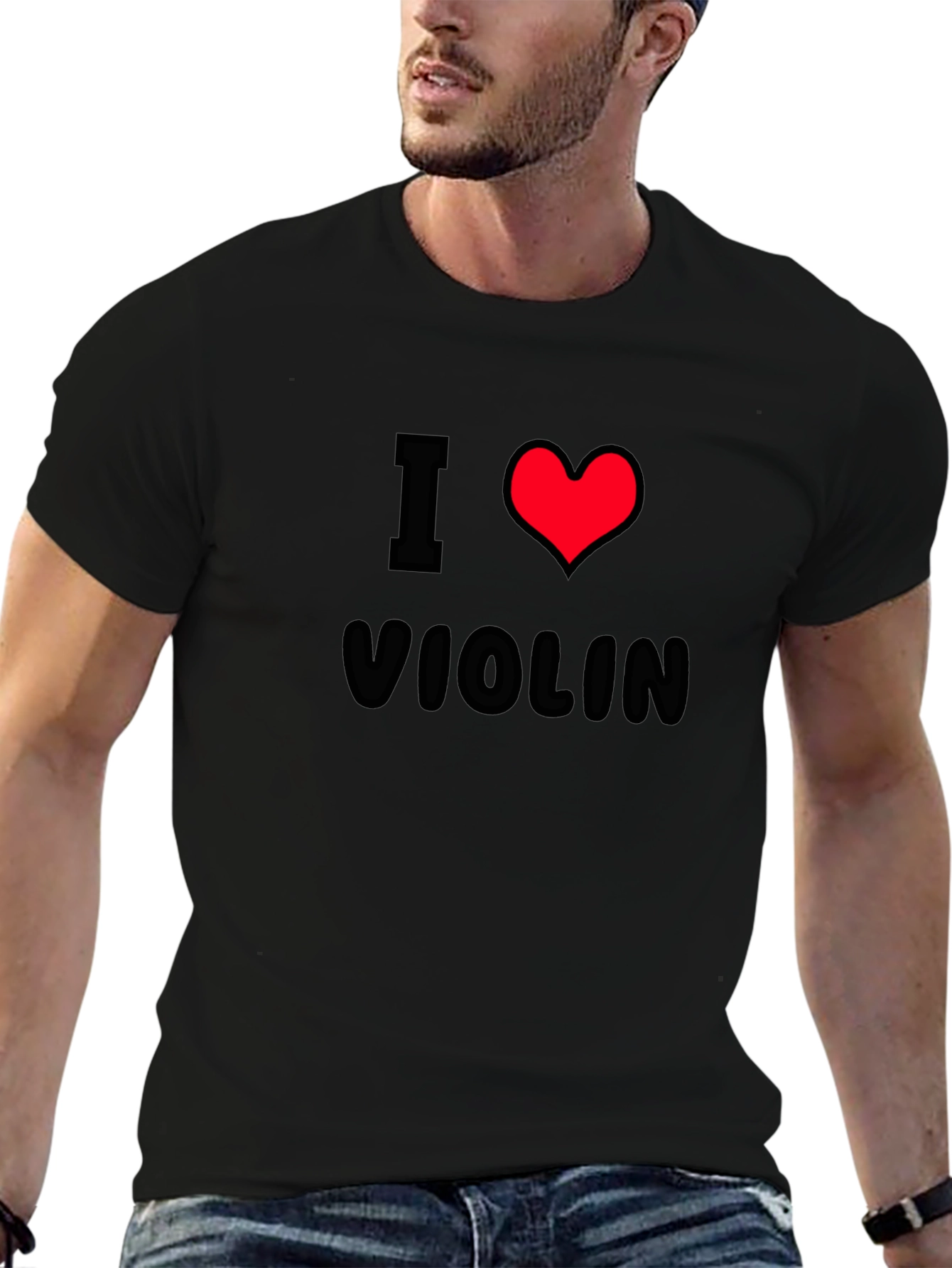 I Heart Violin Black T-Shirt Music Lover Tee