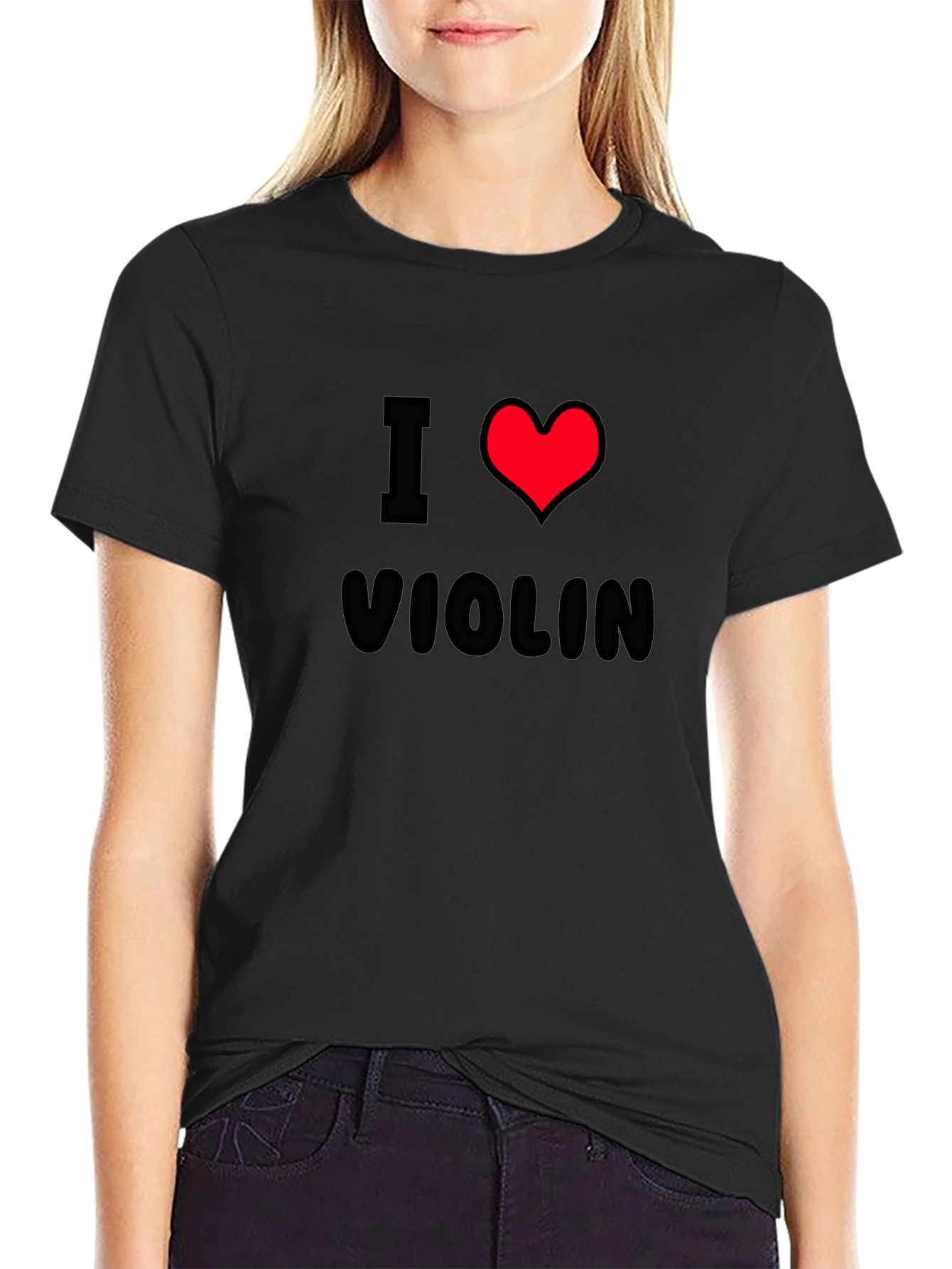 I Heart Violin Black T-Shirt Music Lover Tee