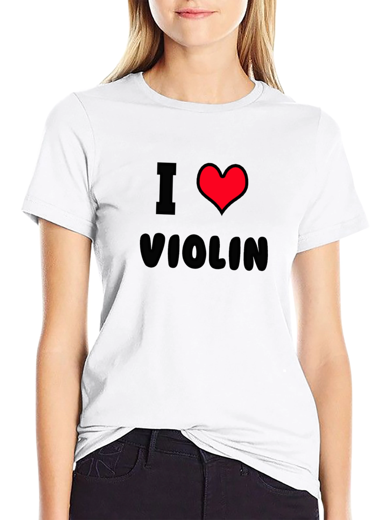 I Heart Violin Black T-Shirt Music Lover Tee