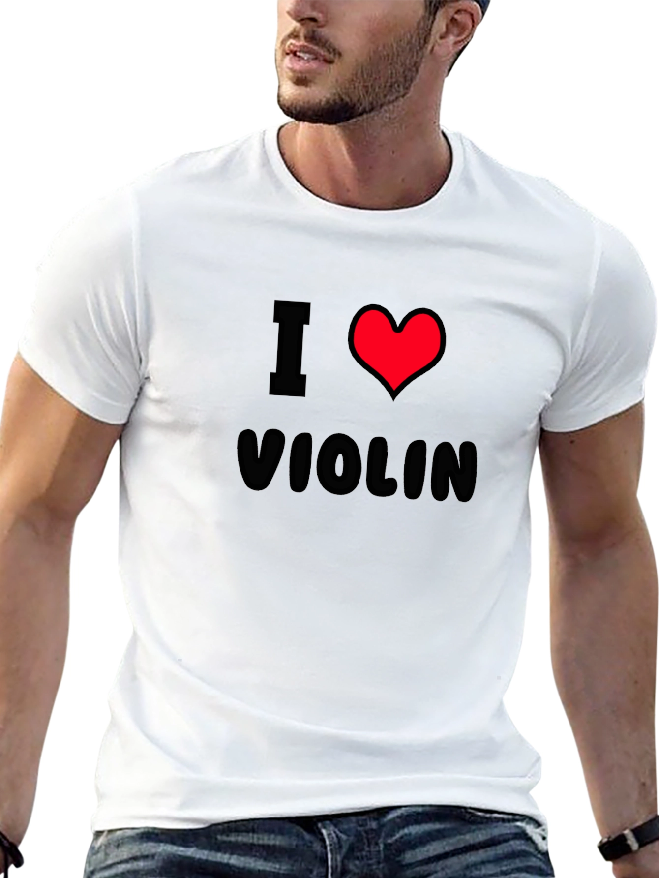I Heart Violin Black T-Shirt Music Lover Tee