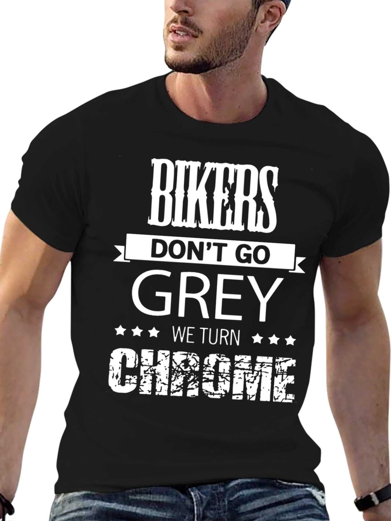 Bikers Turn Chrome Graphic T-Shirt - Black
