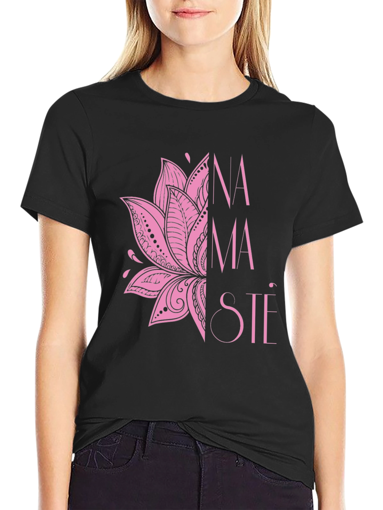 Namaste Lotus Graphic Tee - Black