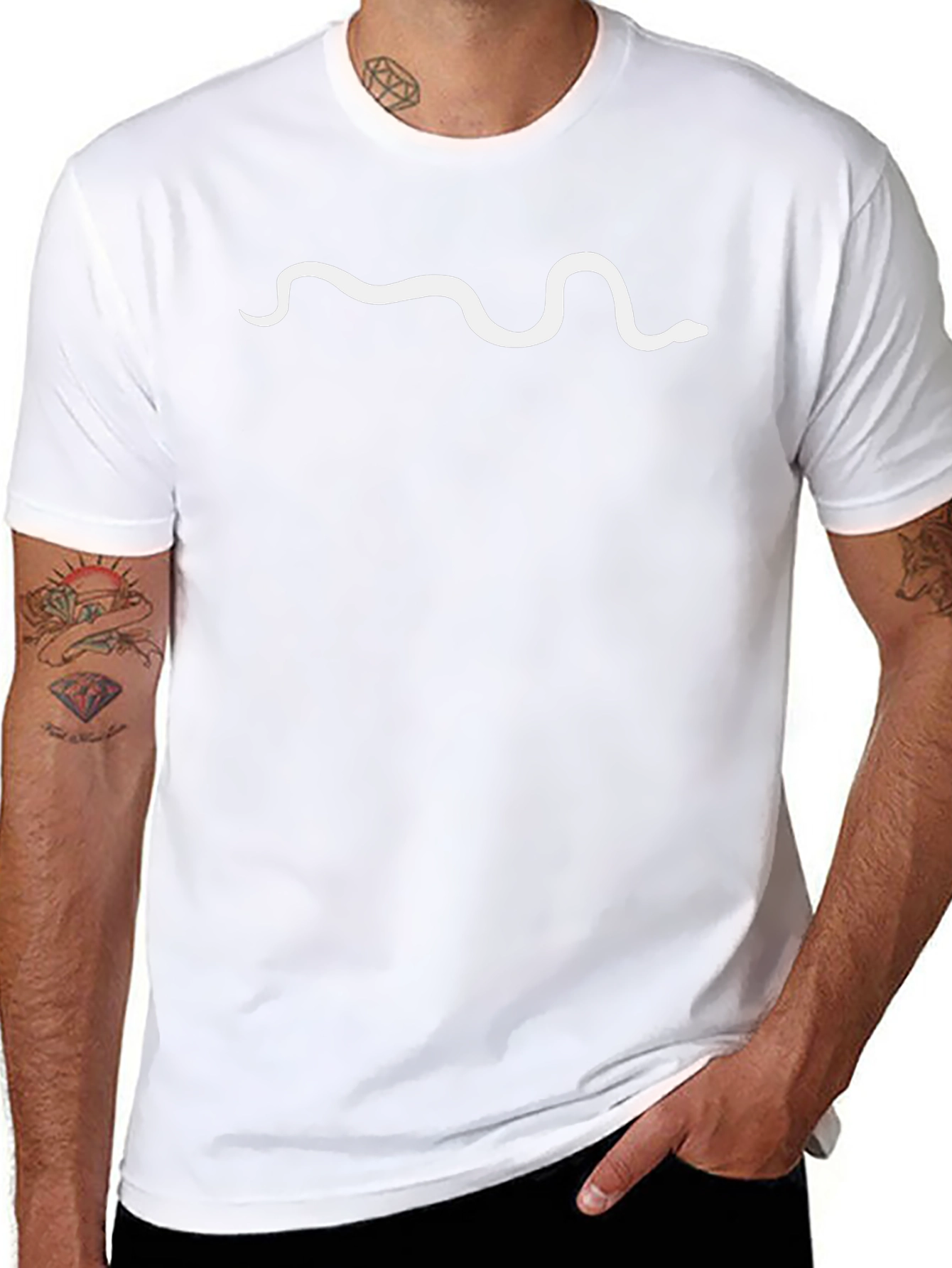 Minimalist Snake Line Art Tee - Black