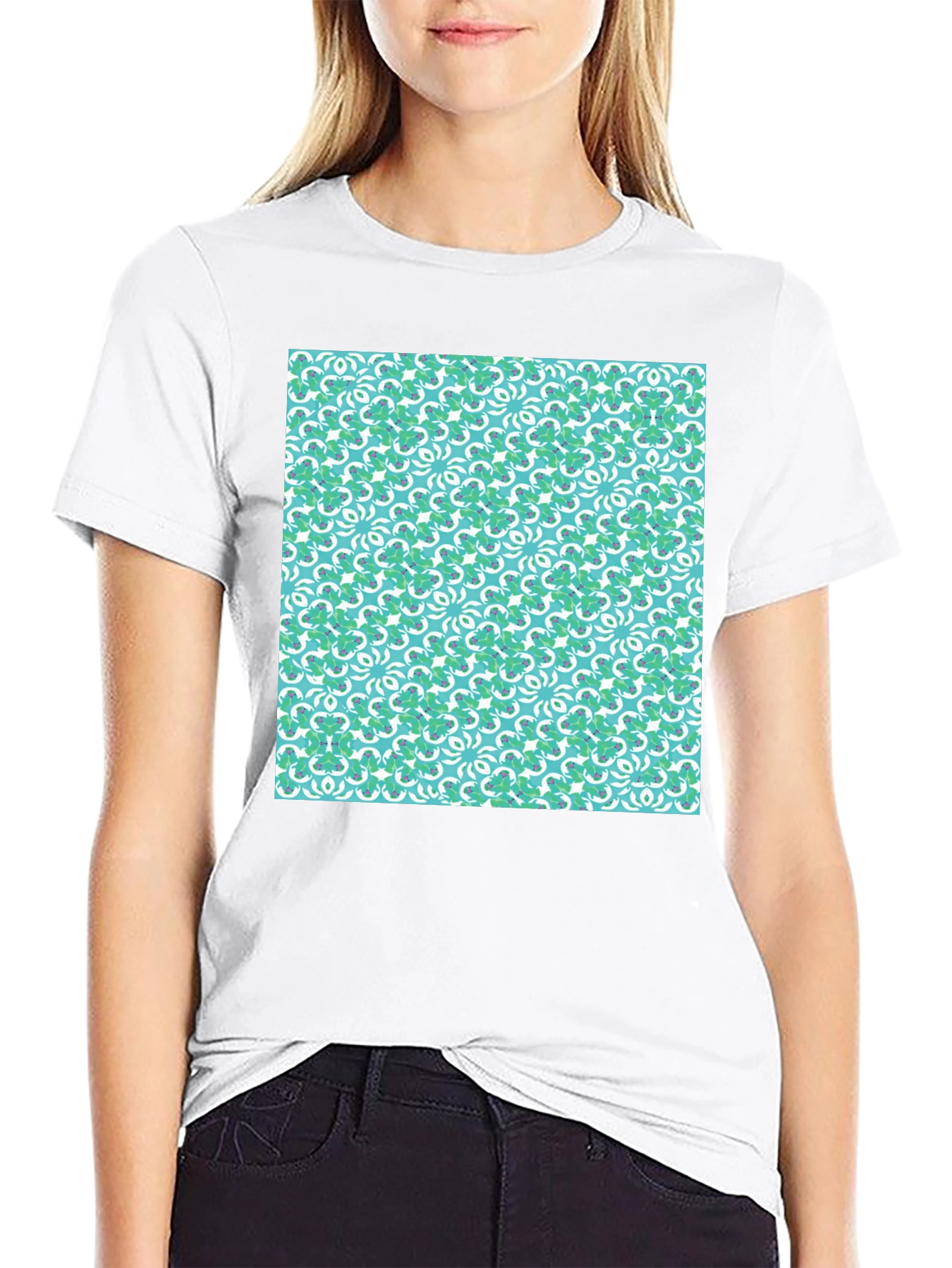 Lucky Clover Pattern Crew Neck T-Shirt
