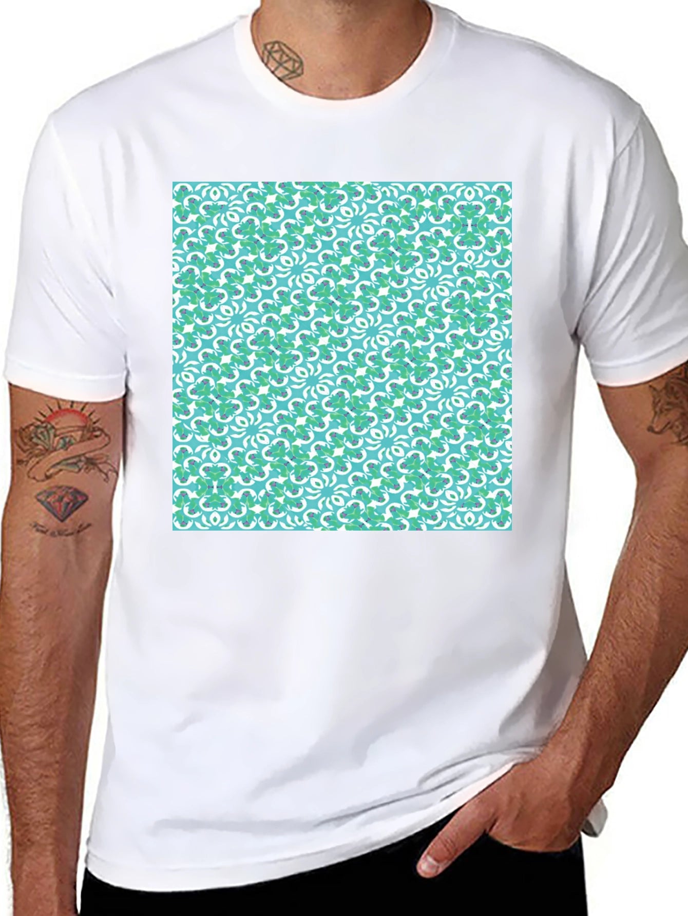 Lucky Clover Pattern Crew Neck T-Shirt