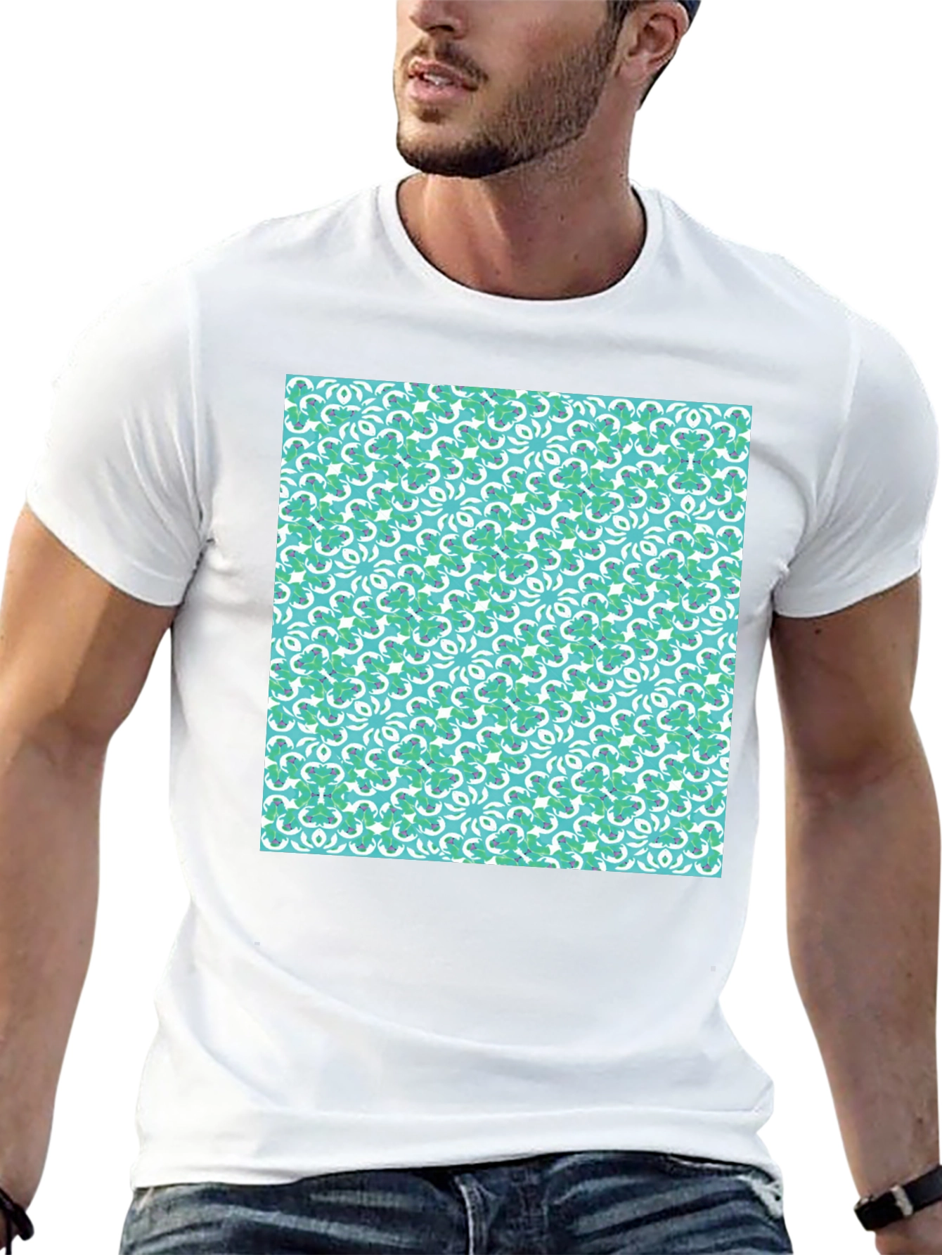 Lucky Clover Pattern Crew Neck T-Shirt