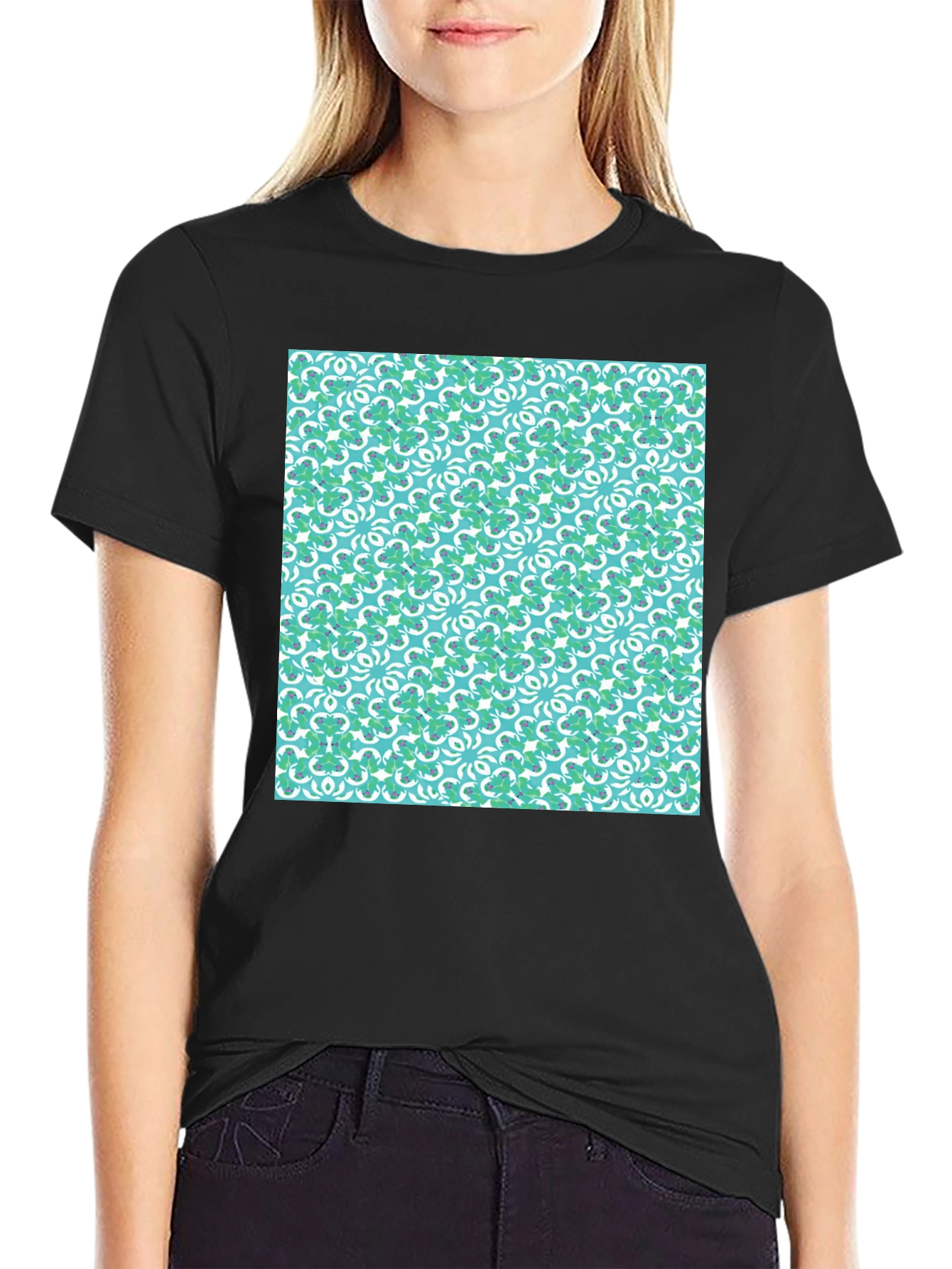 Lucky Clover Pattern Crew Neck T-Shirt