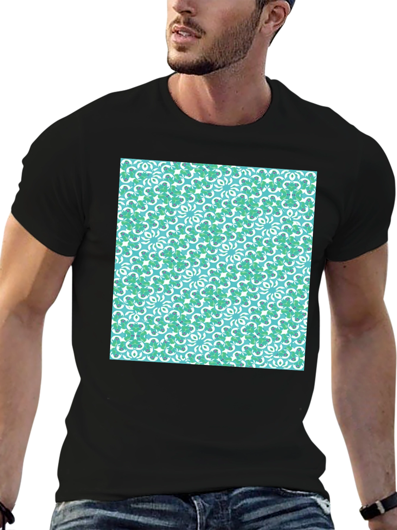 Lucky Clover Pattern Crew Neck T-Shirt