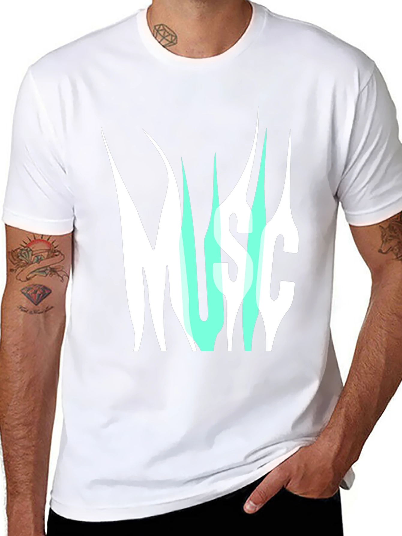 Music Graphic Print T-Shirt - Modern Style