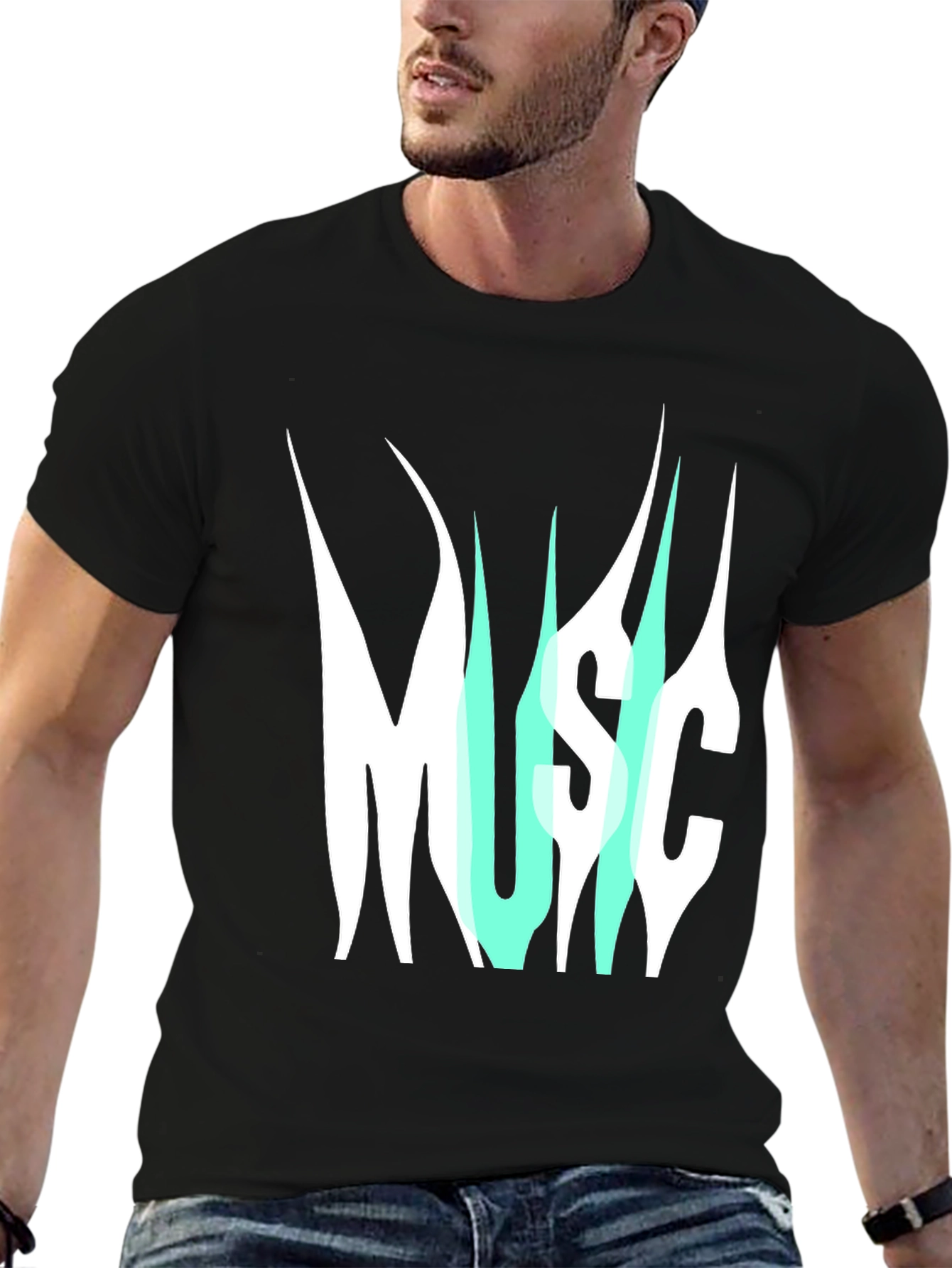 Music Graphic Print T-Shirt - Modern Style