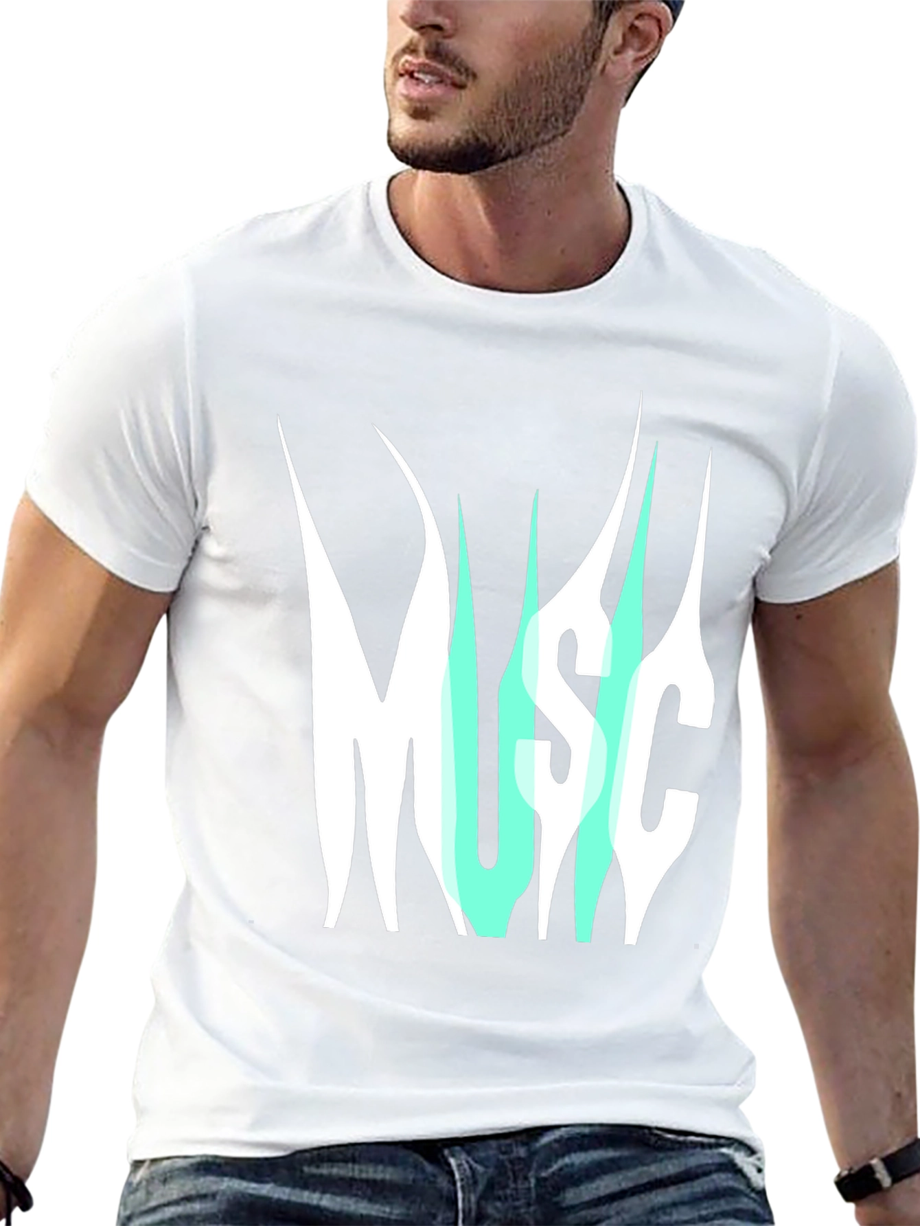 Music Graphic Print T-Shirt - Modern Style