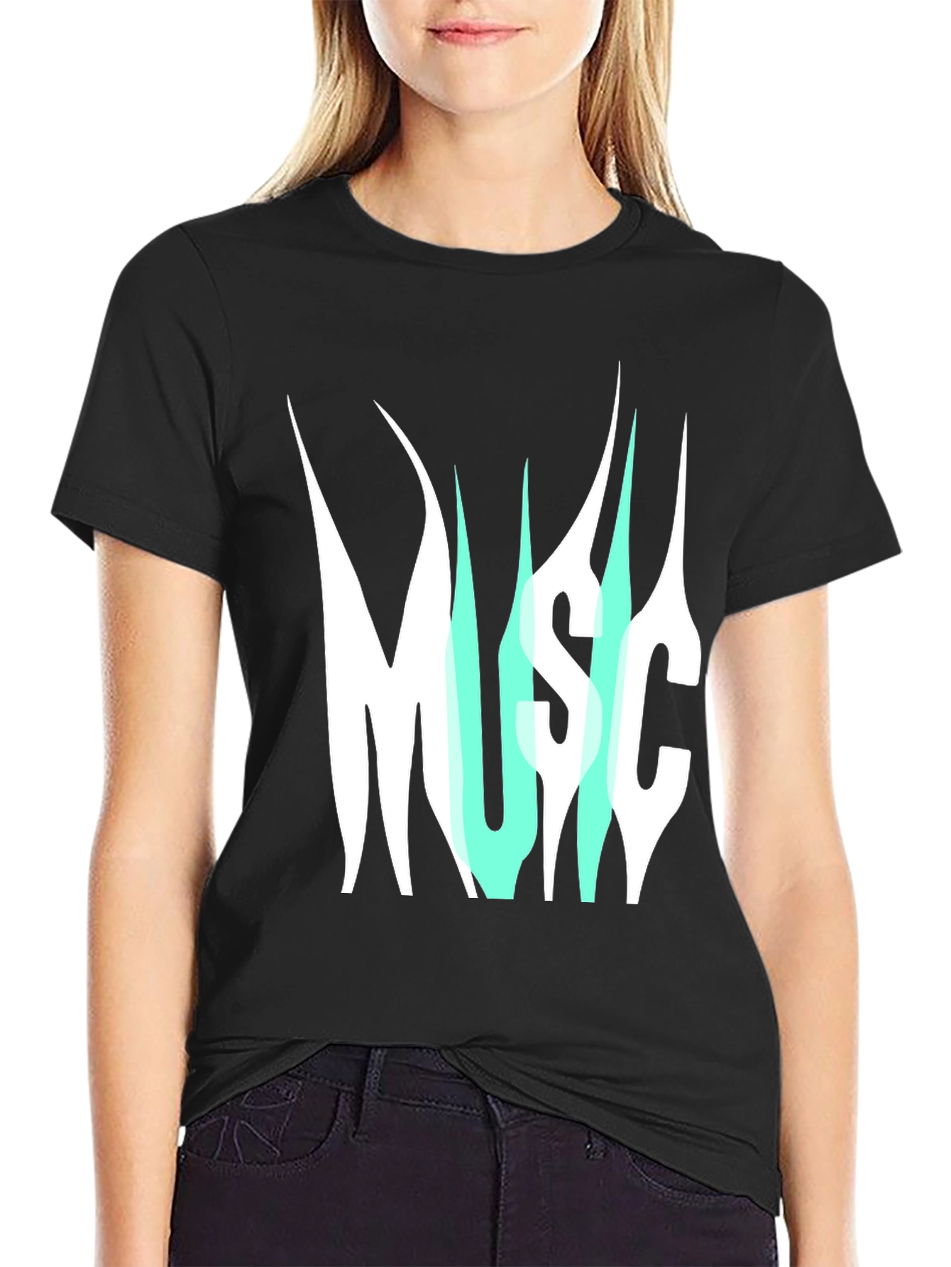 Music Graphic Print T-Shirt - Modern Style