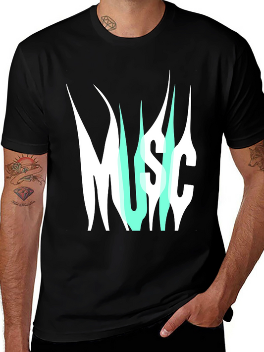 Music Graphic Print T-Shirt - Modern Style