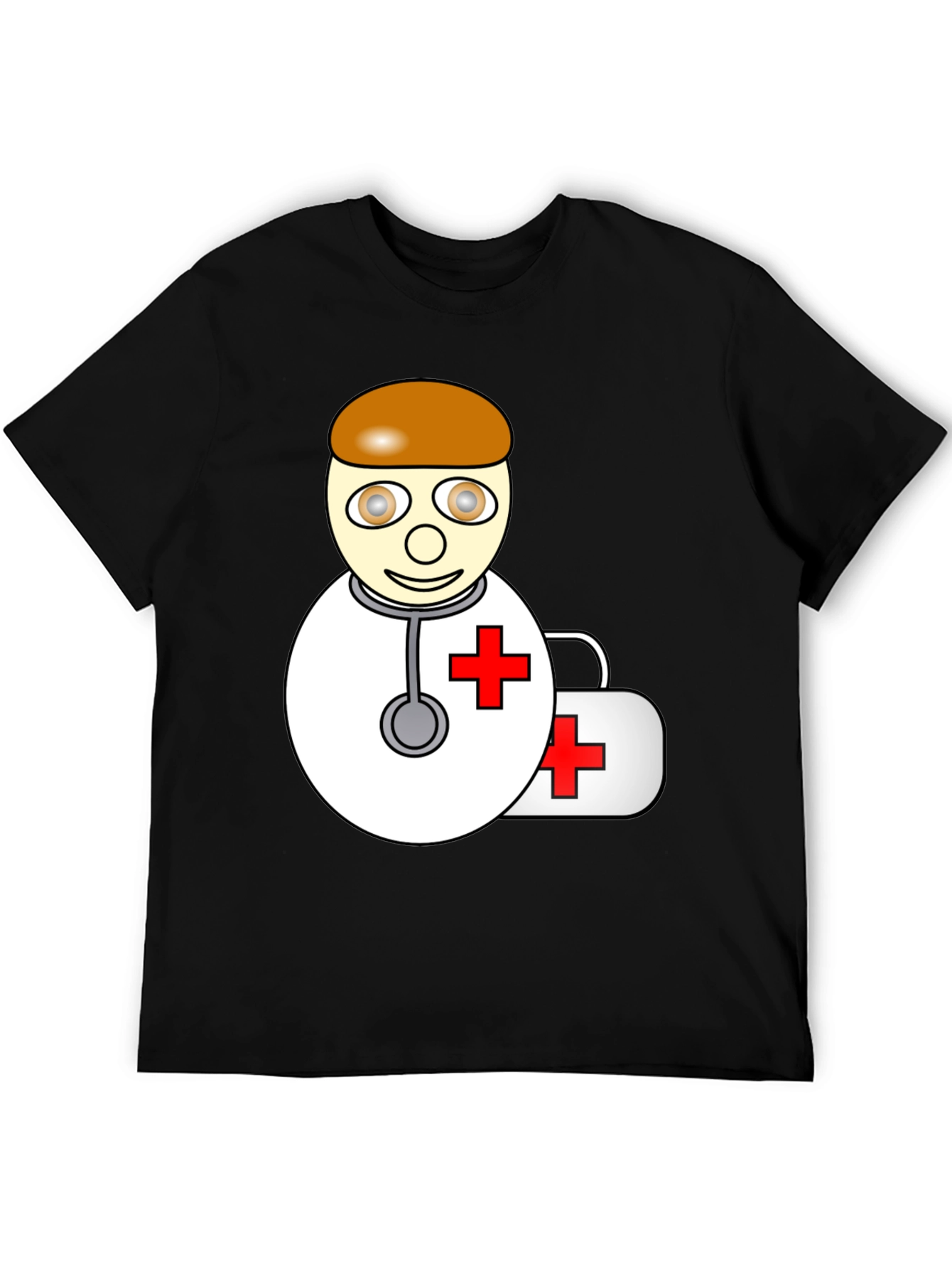 Cartoon Doctor T-Shirt - Black Graphic Tee