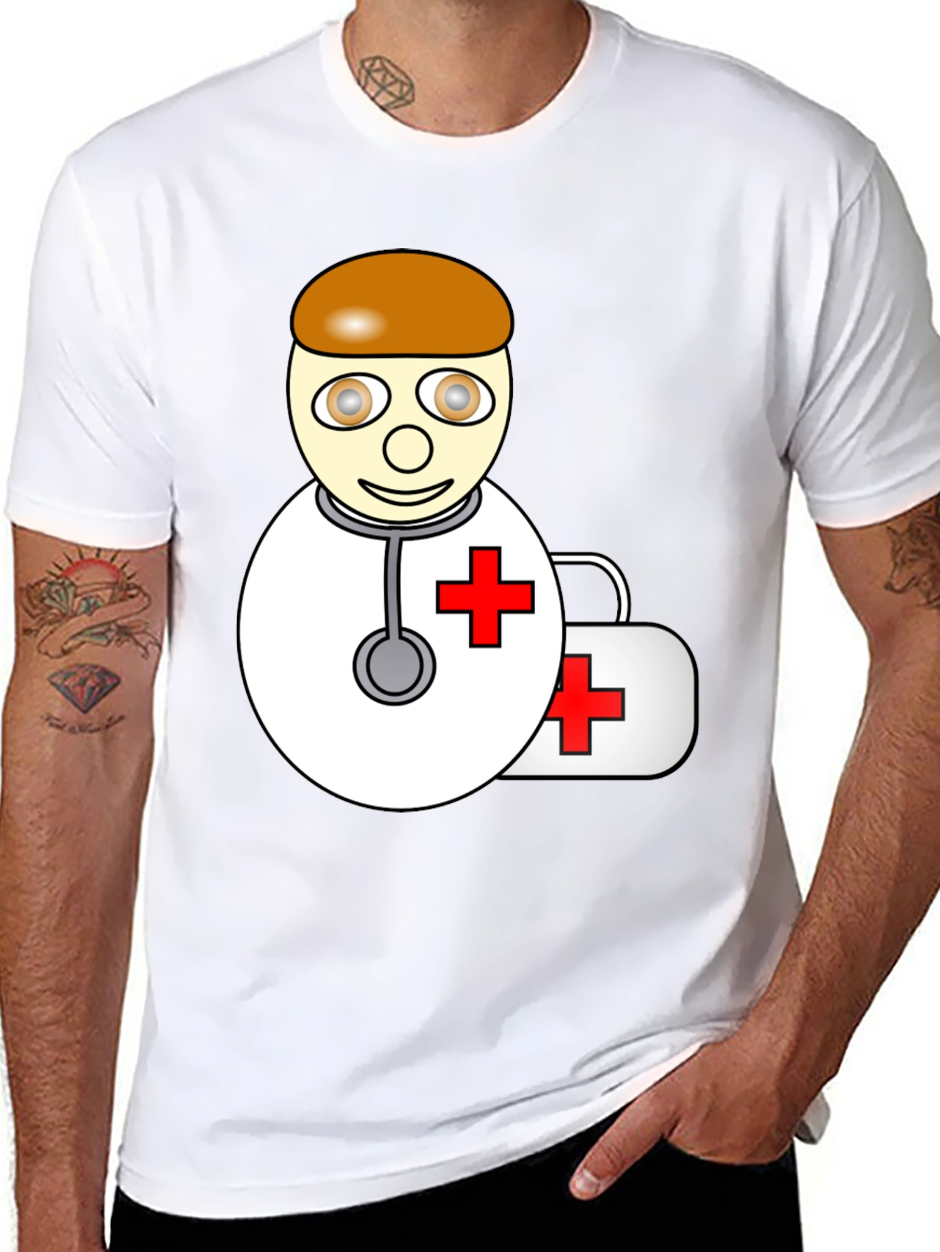 Cartoon Doctor T-Shirt - Black Graphic Tee