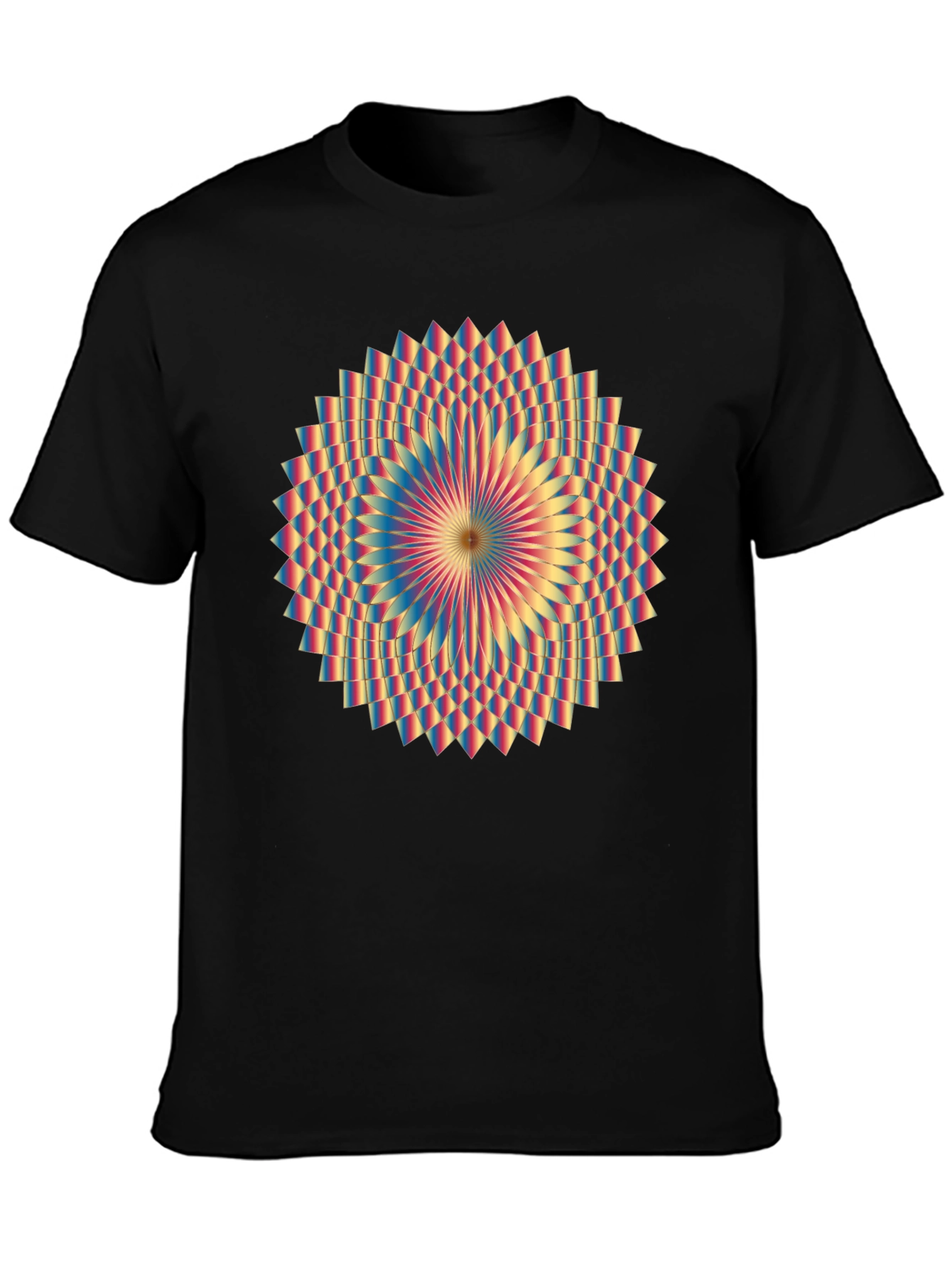Geometric Mandala Graphic Tee - Black
