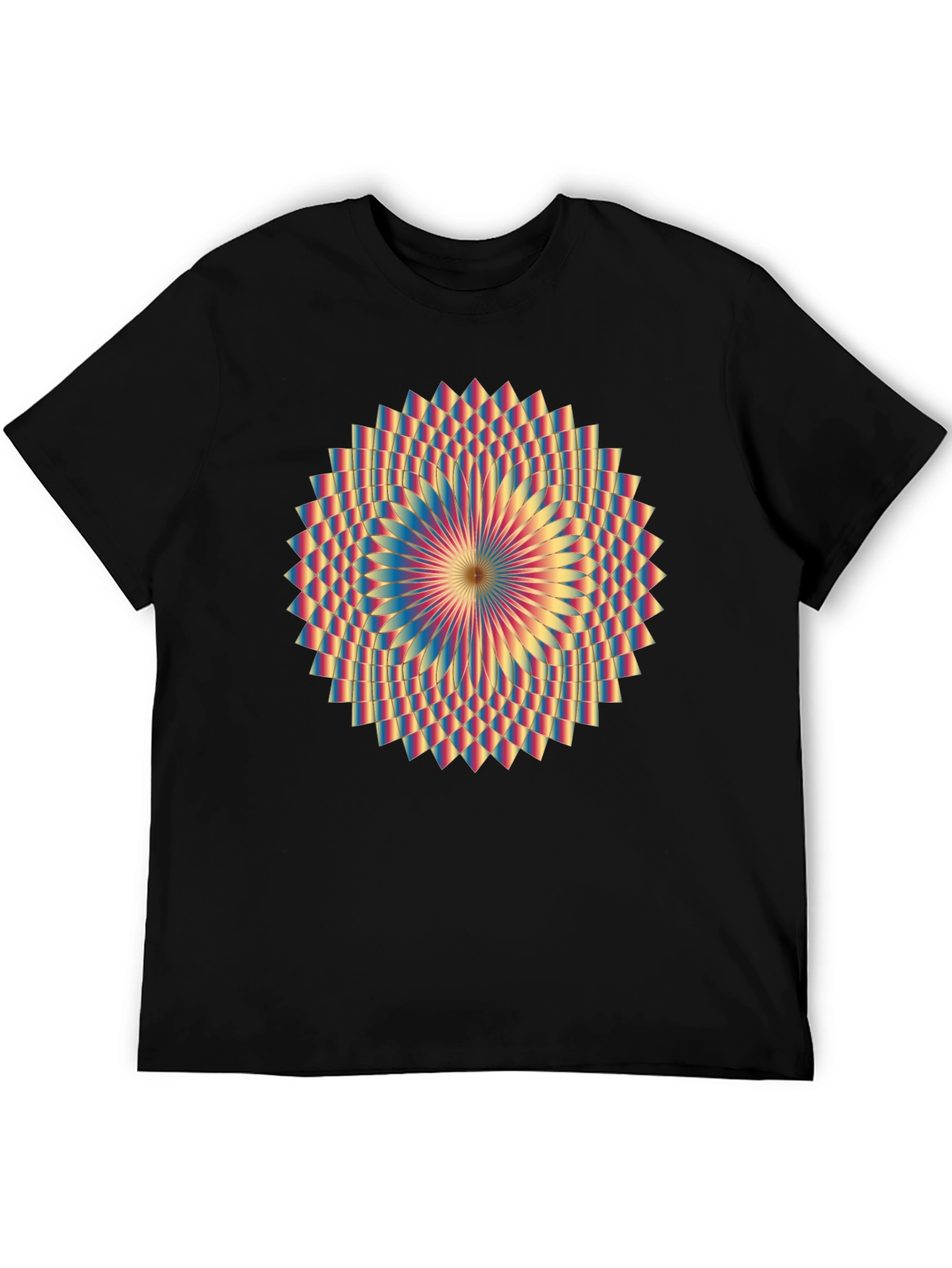 Geometric Mandala Graphic Tee - Black