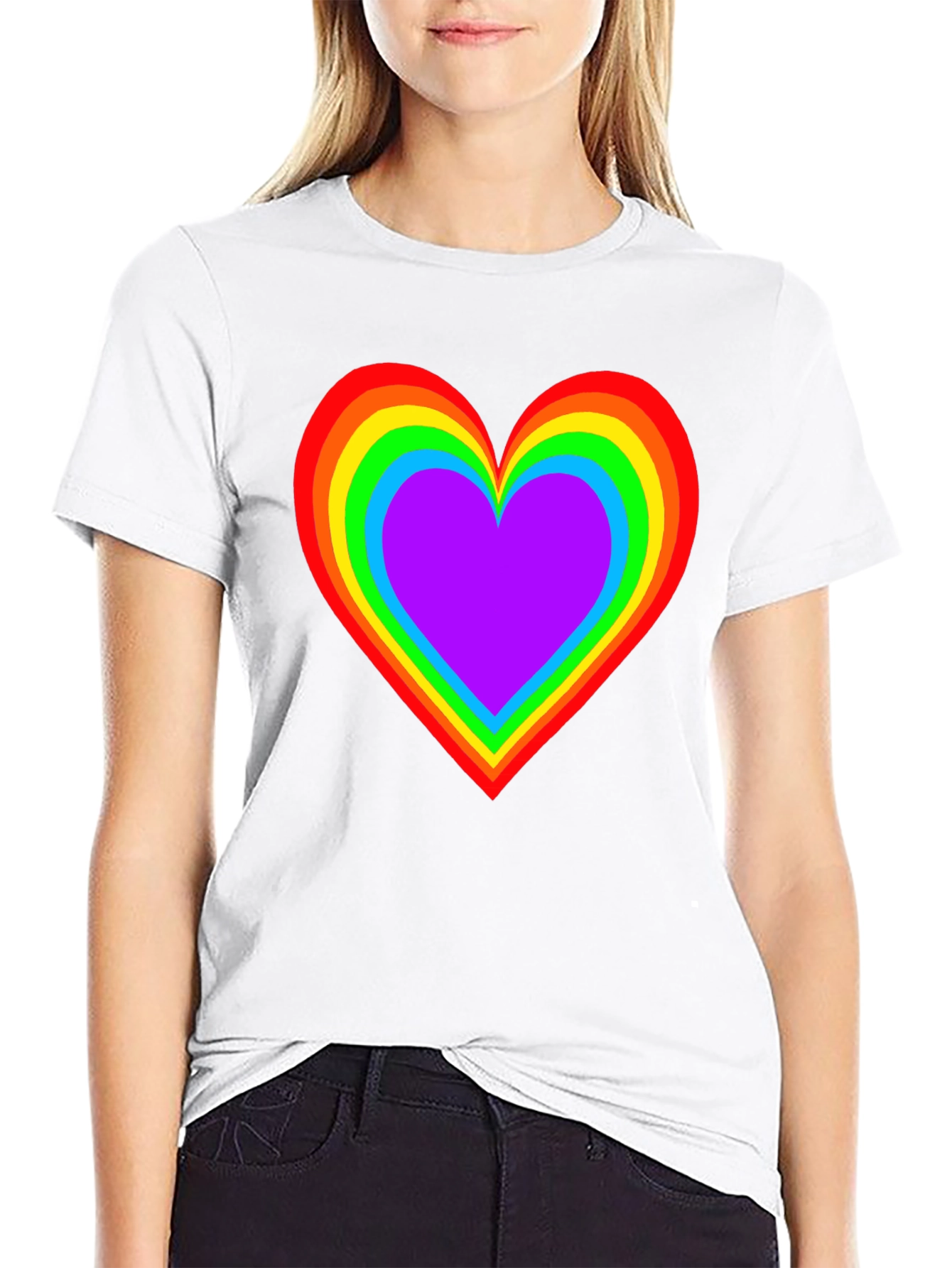 Rainbow Heart Black T-Shirt