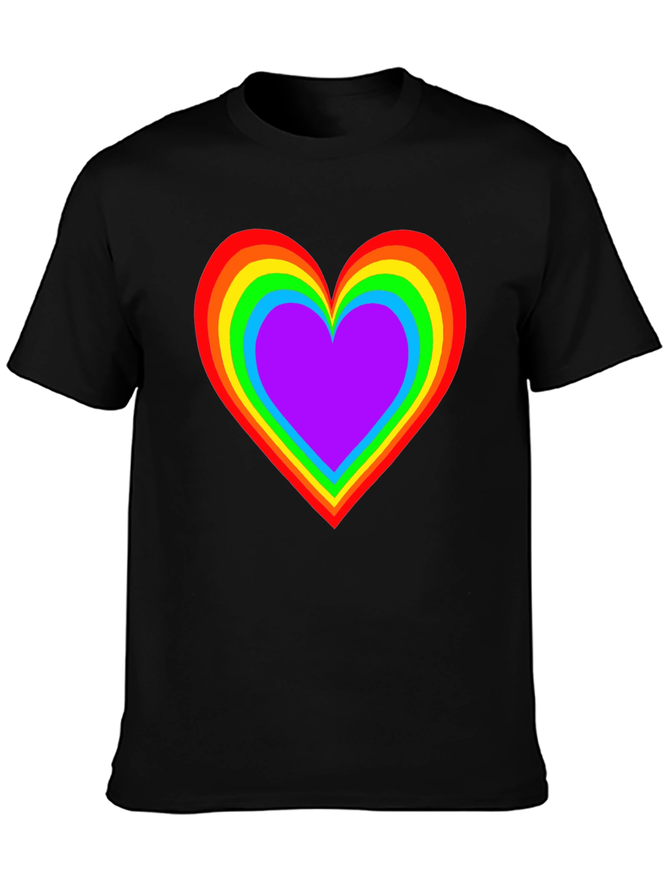 Rainbow Heart Black T-Shirt