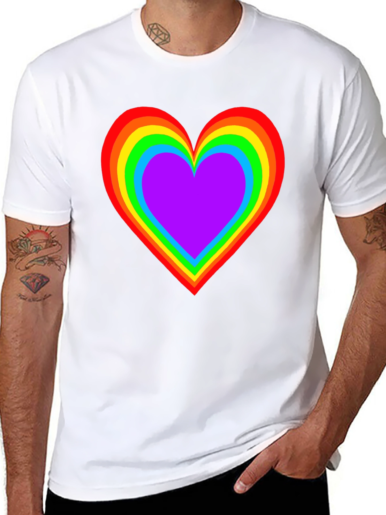 Rainbow Heart Black T-Shirt