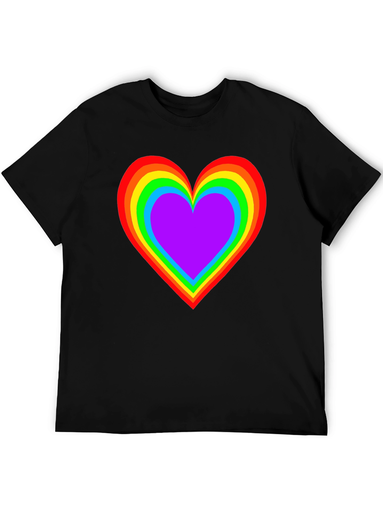 Rainbow Heart Black T-Shirt