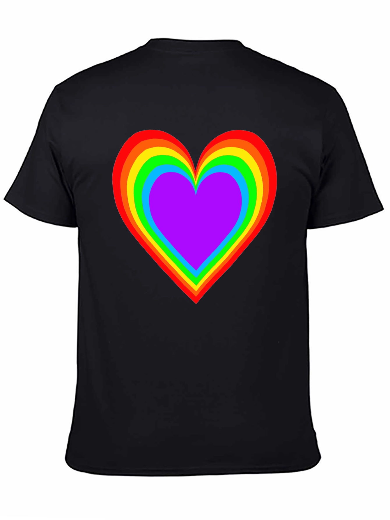 Rainbow Heart Black T-Shirt