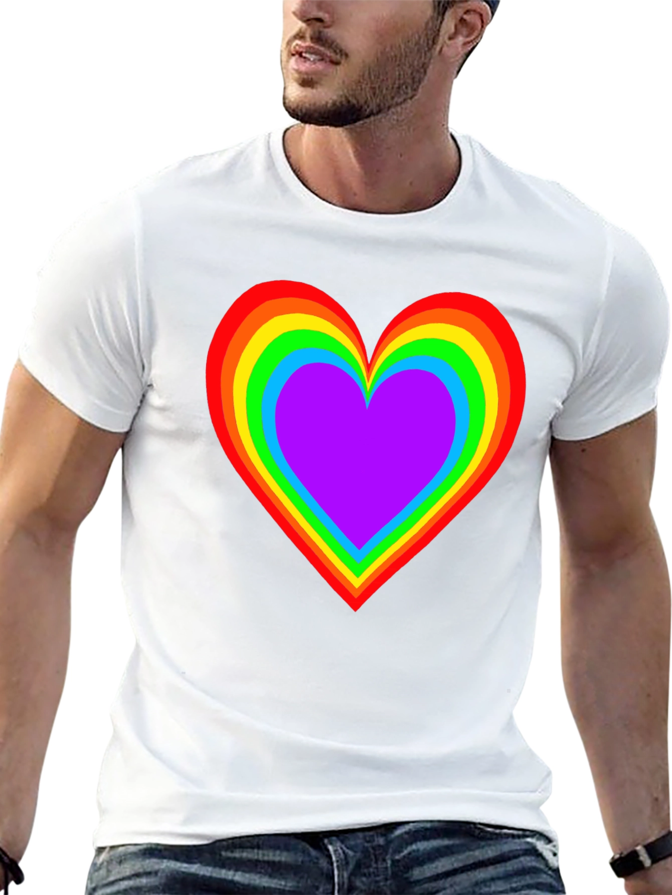Rainbow Heart Black T-Shirt
