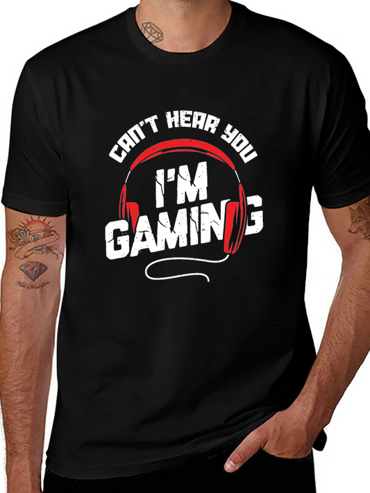 Gaming Headset T-Shirt: Cant Hear You Im Gaming Black Tee