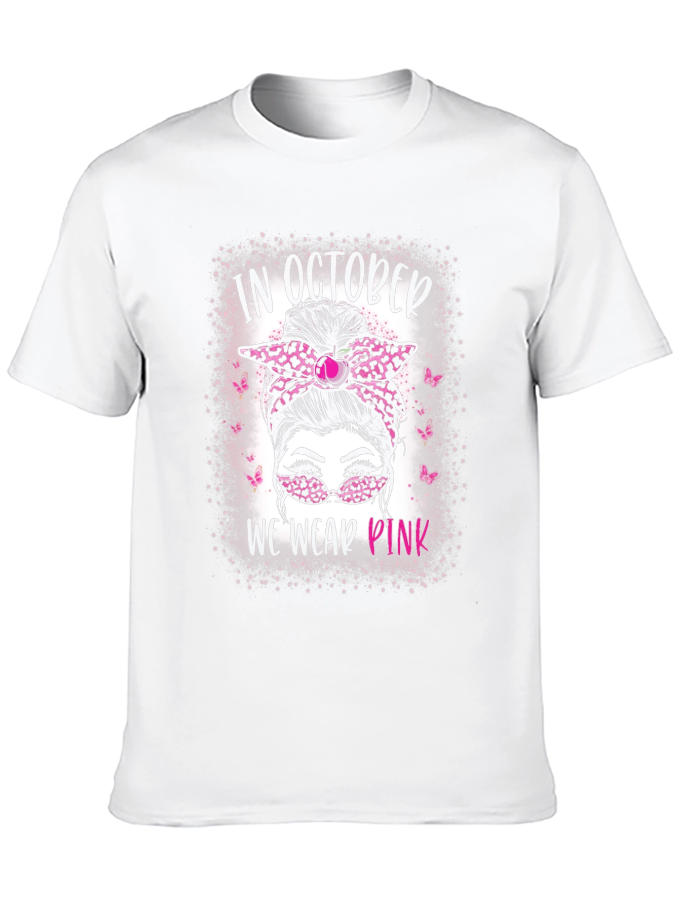 In October We Wear Pink Messy Bun T-Shirt