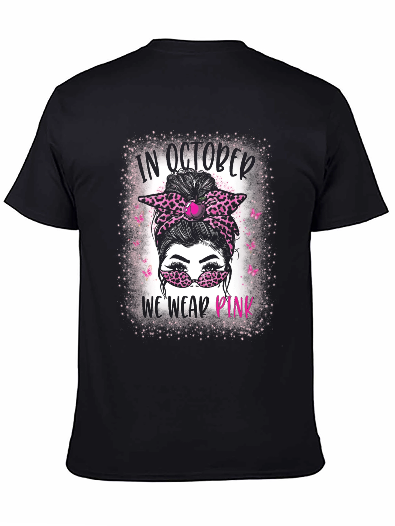 In October We Wear Pink Messy Bun T-Shirt