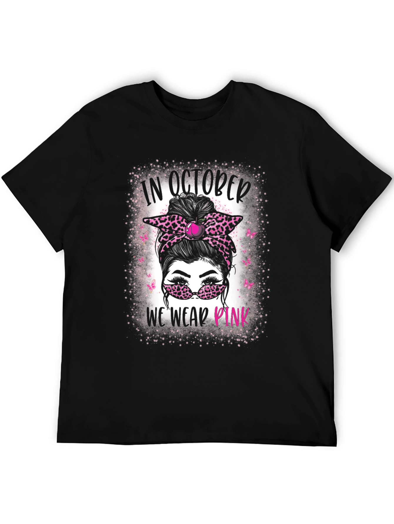 In October We Wear Pink Messy Bun T-Shirt