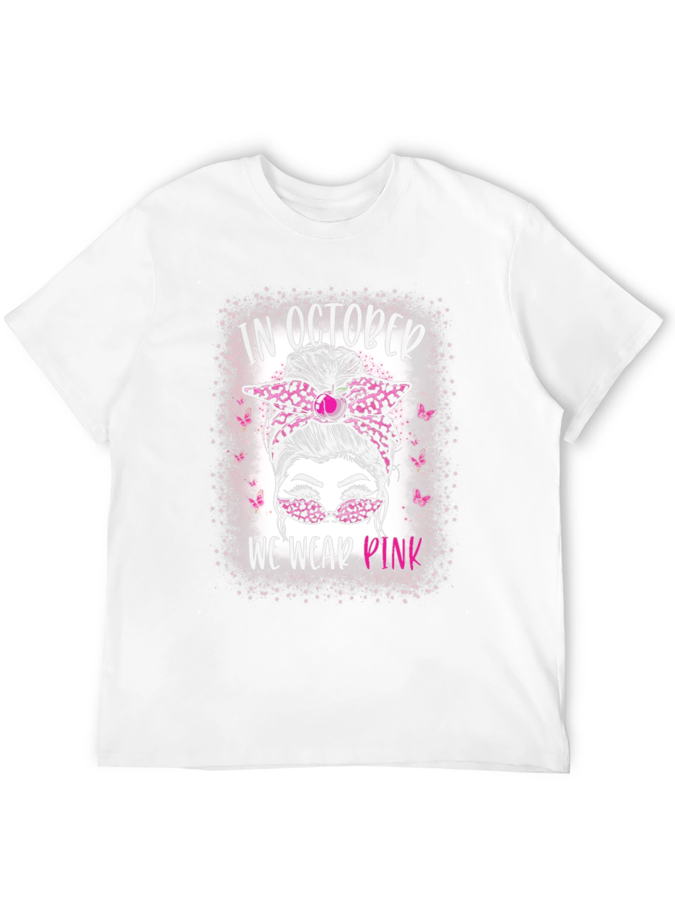 In October We Wear Pink Messy Bun T-Shirt
