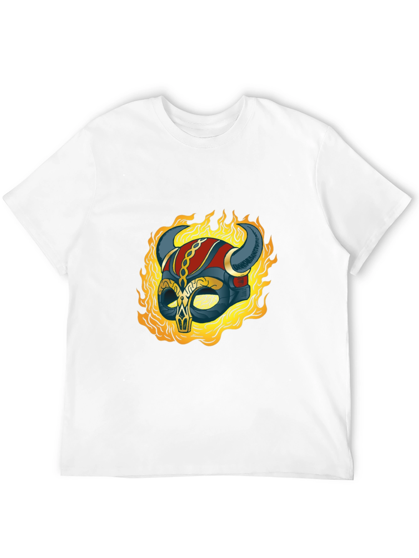 Flaming Viking Helmet Graphic Tee