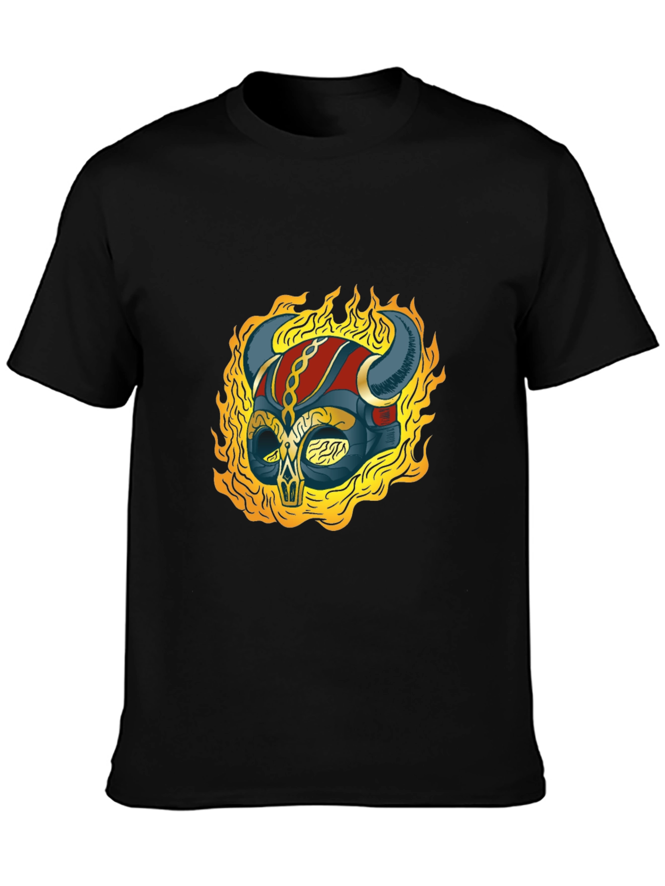 Flaming Viking Helmet Graphic Tee