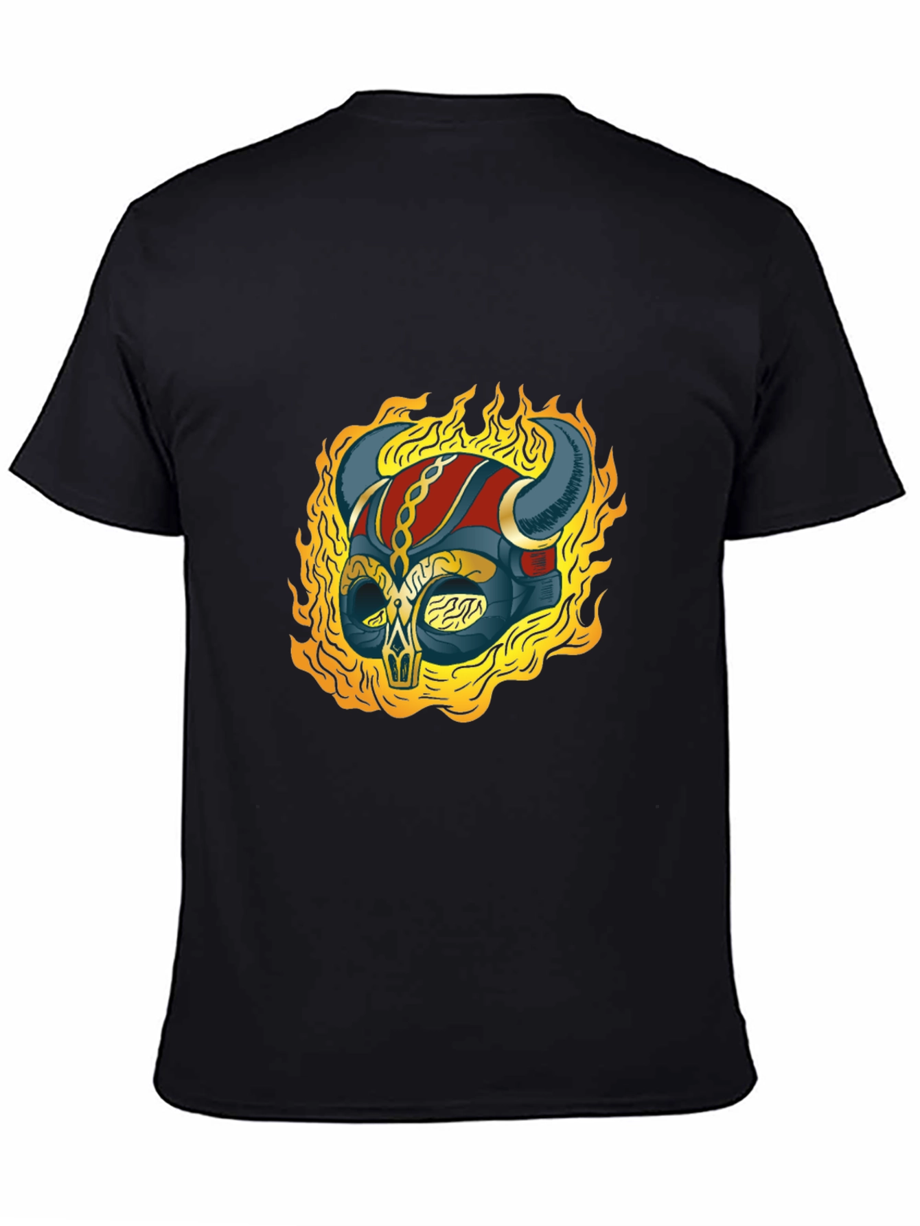 Flaming Viking Helmet Graphic Tee