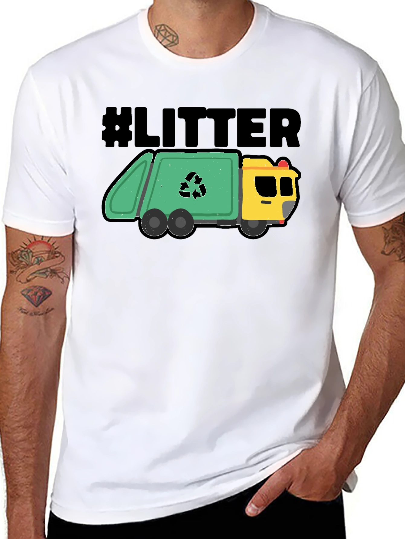 #LITTER Recycling Truck Graphic T-Shirt - Black