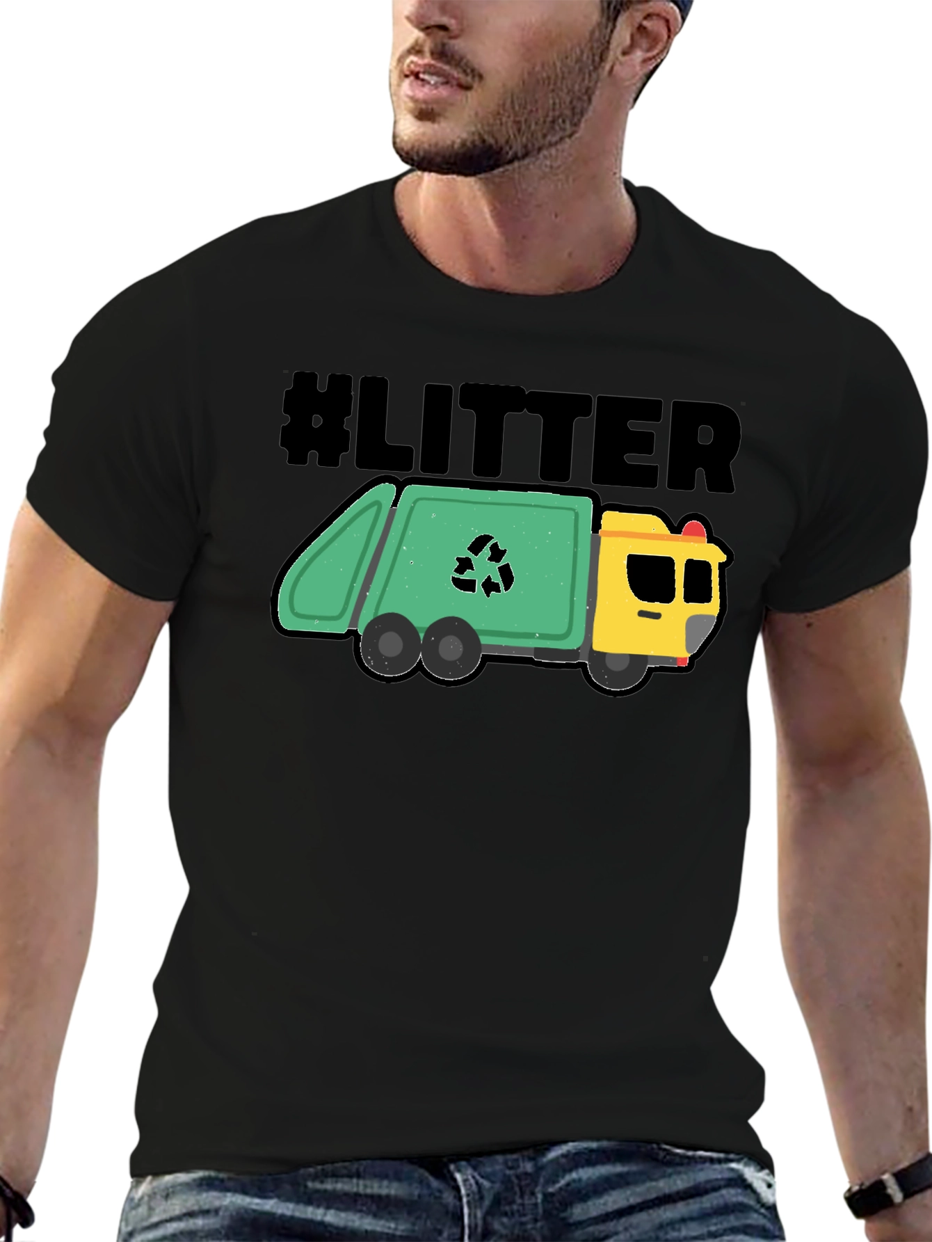 #LITTER Recycling Truck Graphic T-Shirt - Black