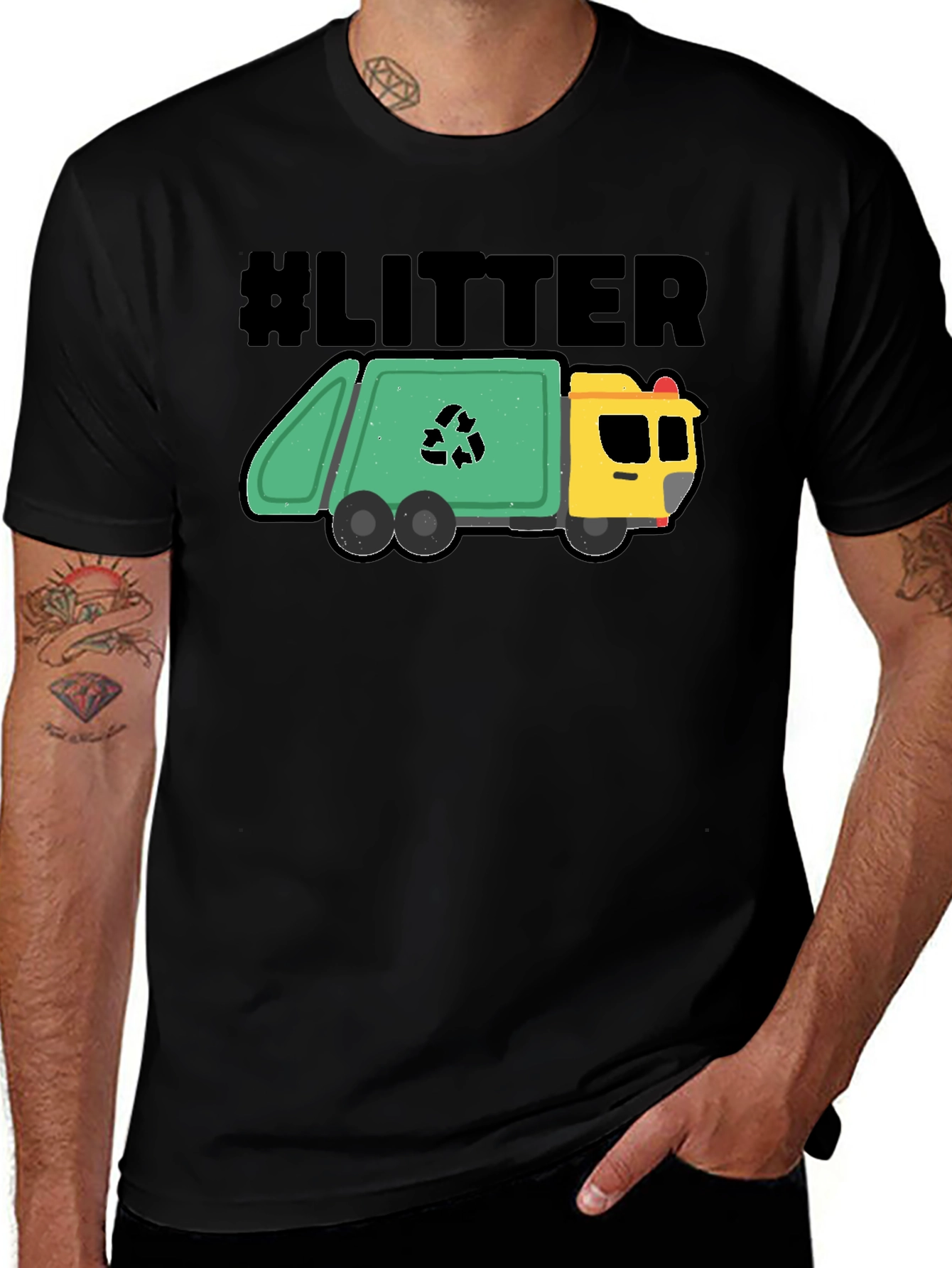 #LITTER Recycling Truck Graphic T-Shirt - Black