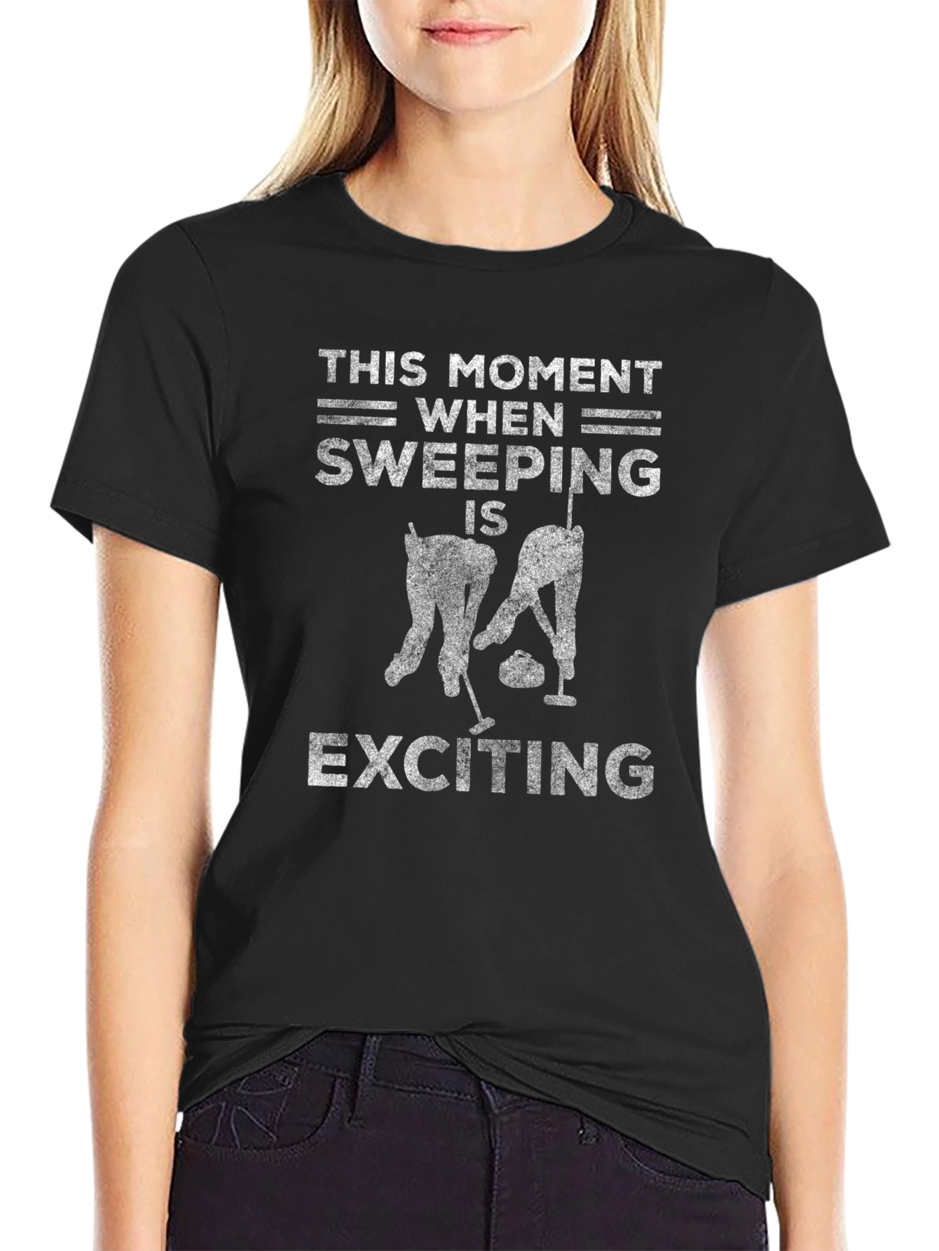 Curling Humor Graphic Tee - Sweeping is Exciting