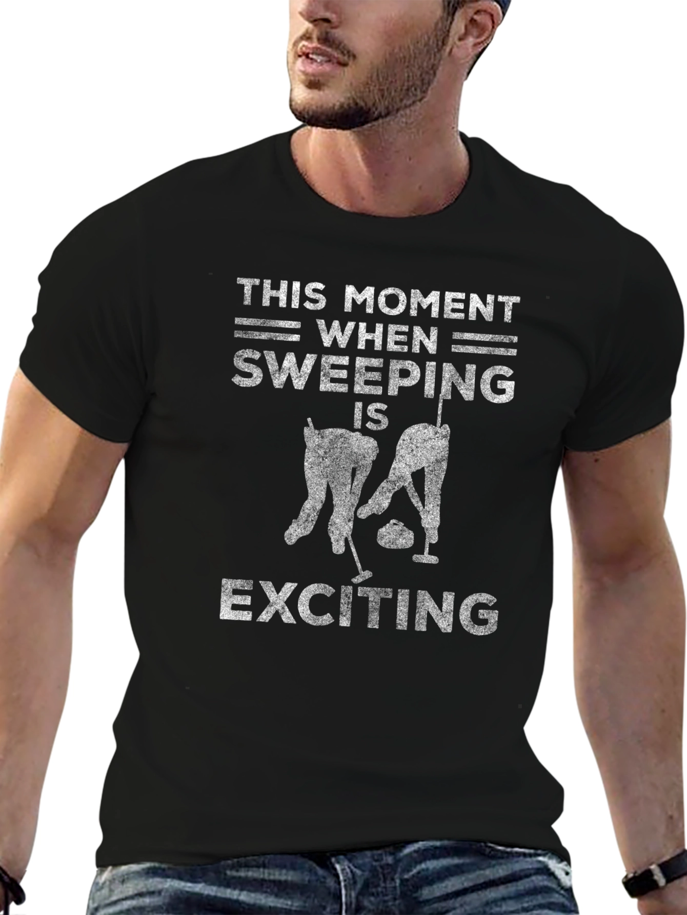 Curling Humor Graphic Tee - Sweeping is Exciting