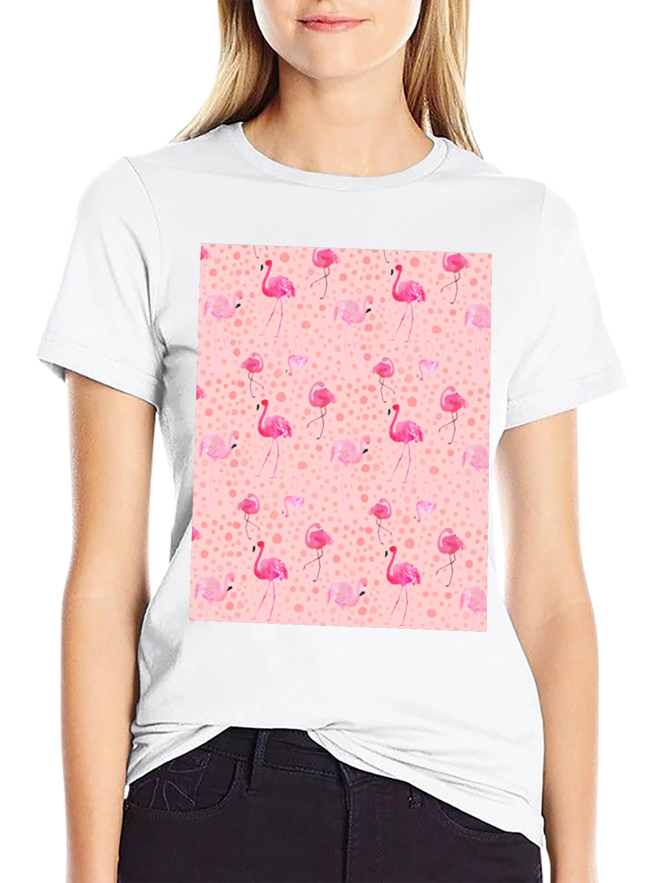 Flamingo Print Tee - Novelty Graphic T-Shirt