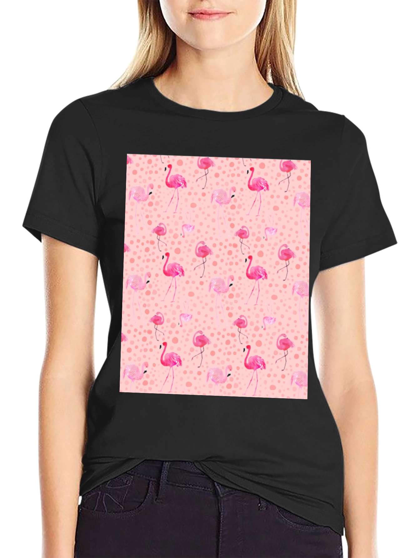 Flamingo Print Tee - Novelty Graphic T-Shirt