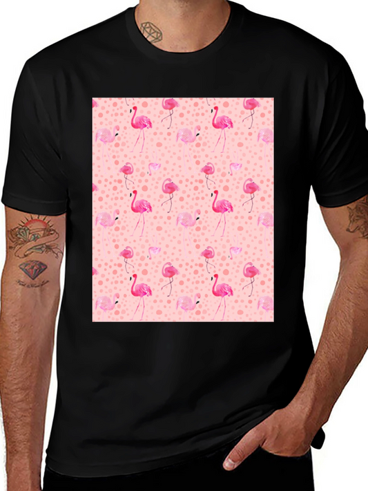 Flamingo Print Tee - Novelty Graphic T-Shirt