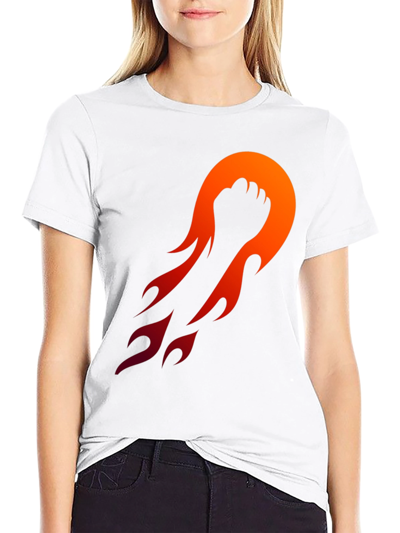Fiery Fist Graphic Tee - Black Cotton Blend