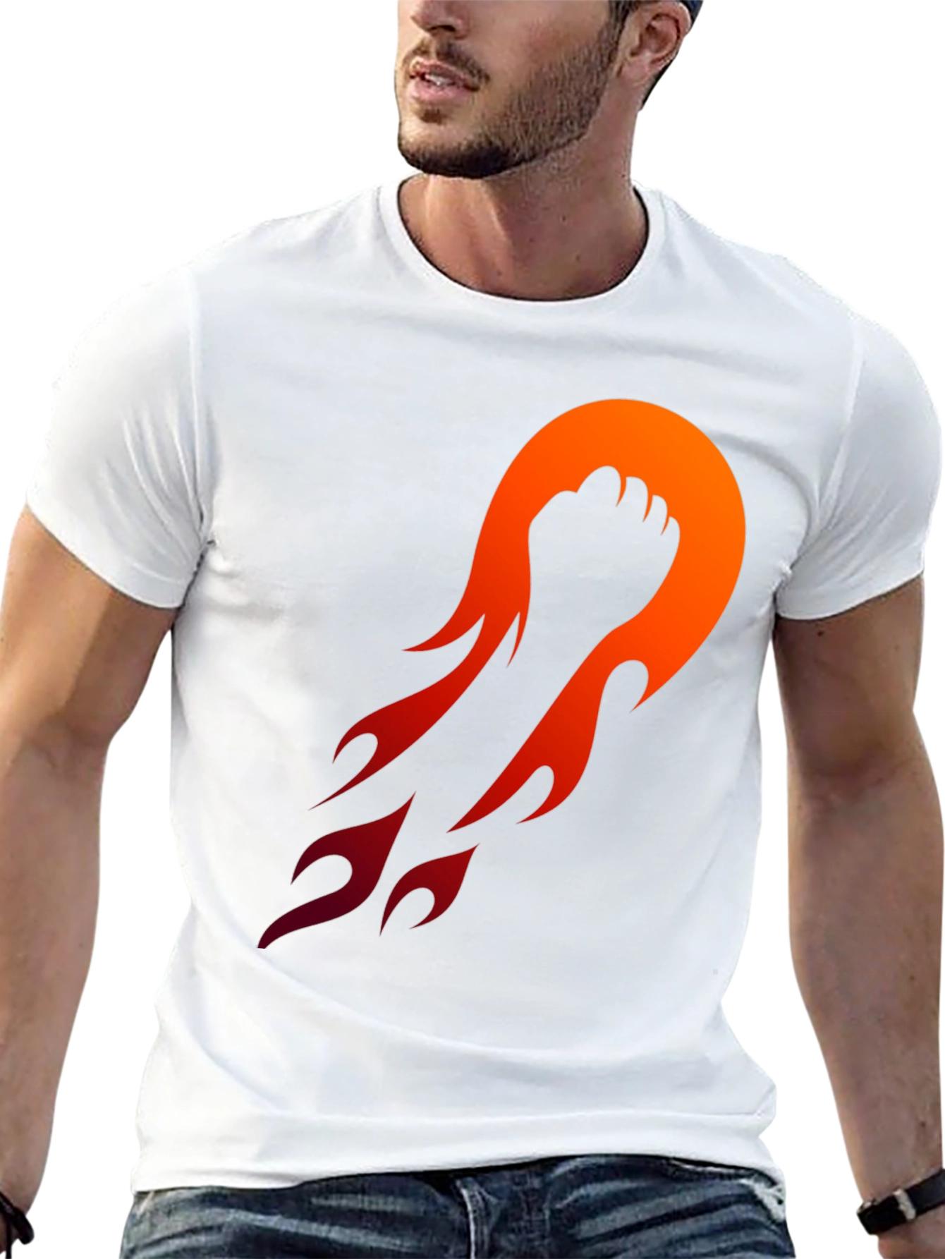 Fiery Fist Graphic Tee - Black Cotton Blend