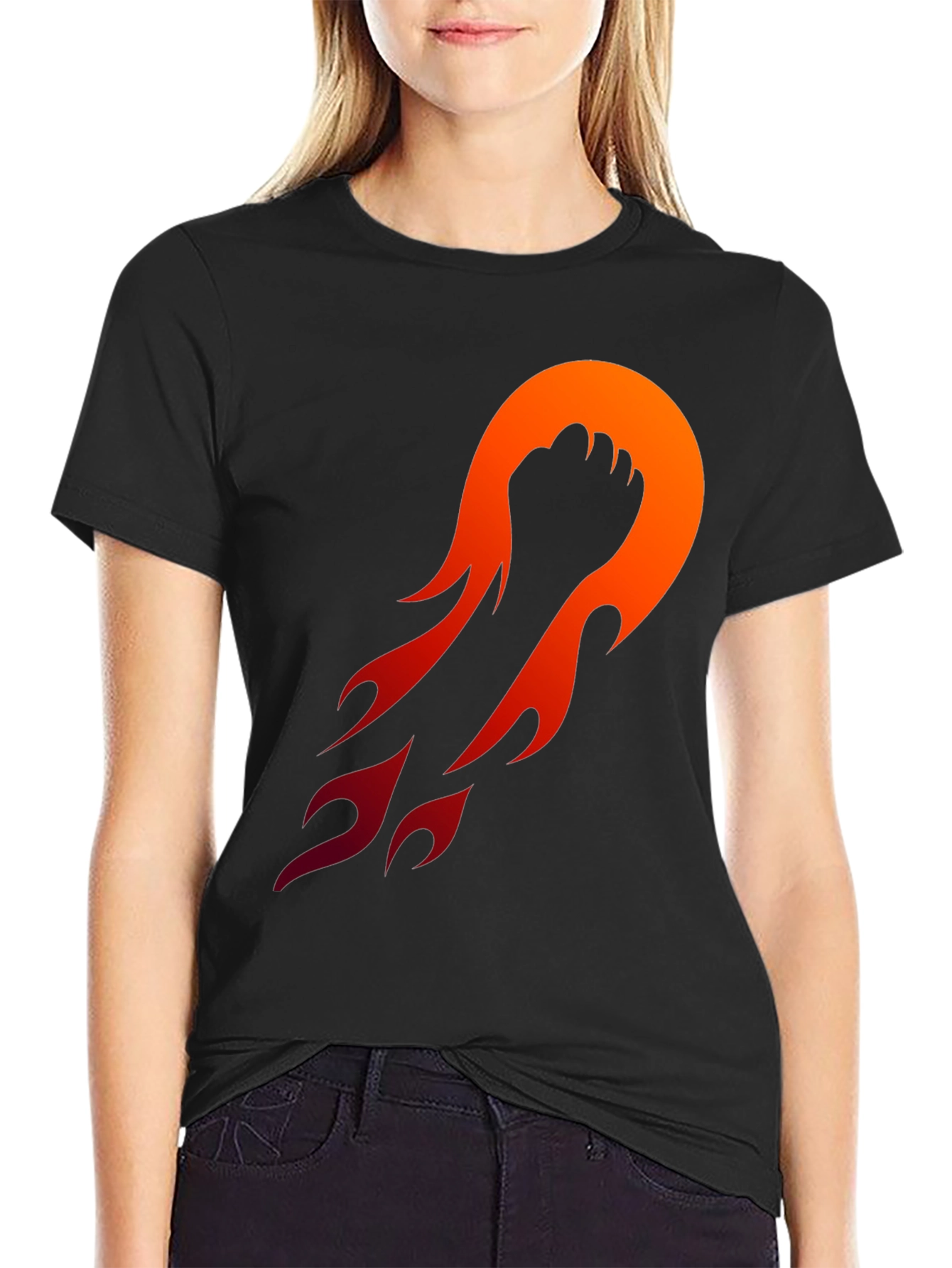 Fiery Fist Graphic Tee - Black Cotton Blend